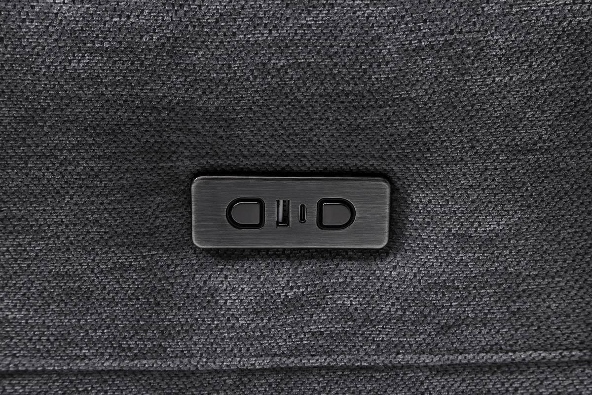 Rohová sedačka PISA, pravá, antracit.žinylka,s el.funkcí - barvy pinie/antracitová, Moderní, kov/dřevo (99-173/82-99/248cm) - Mömax