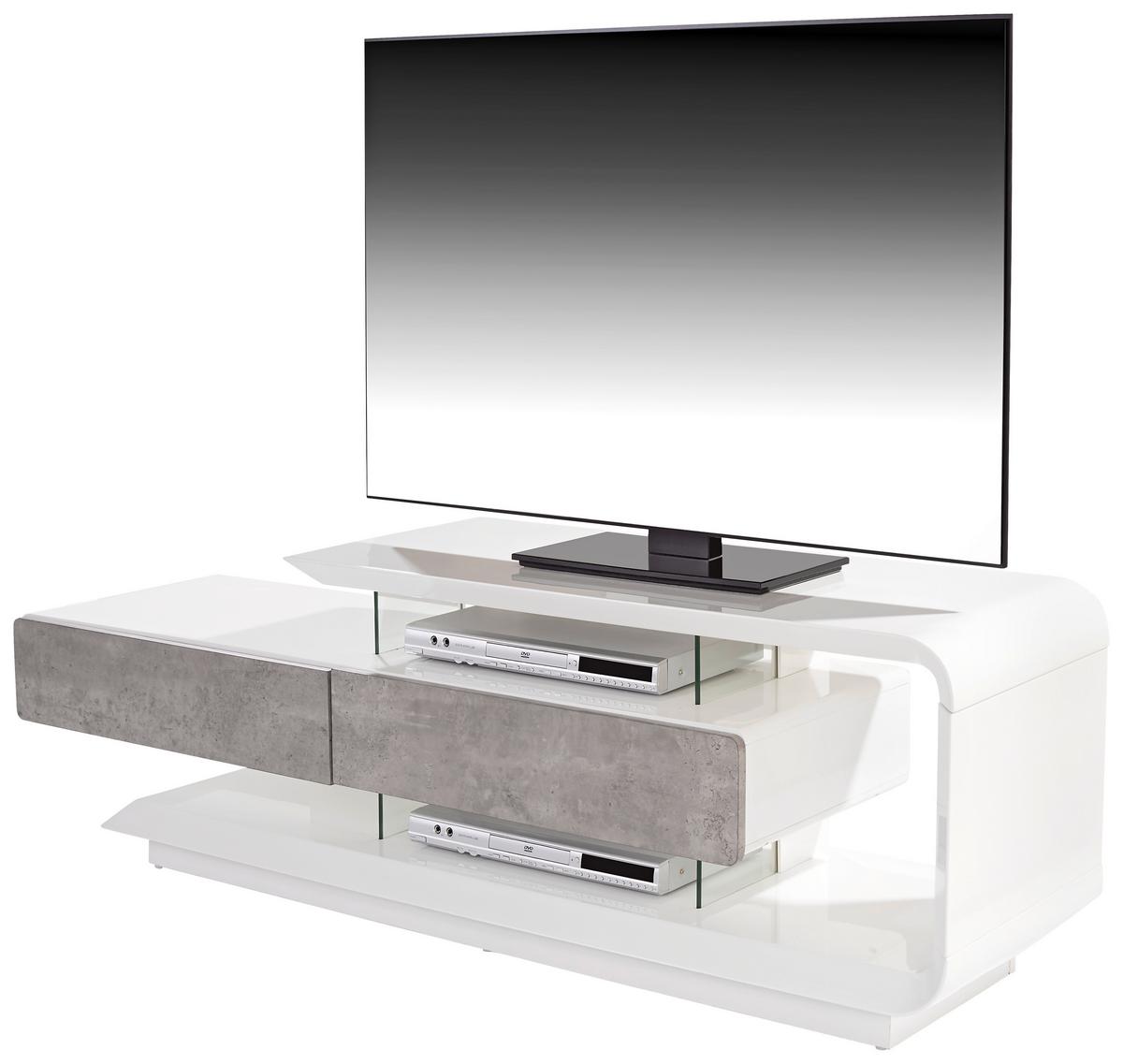 Phonotisch Carla B: 164,5 Cm Weiß/betonoptik - Weiß/Grau, MODERN, Holzwerkstoff/Kunststoff (164,5/50/40cm)