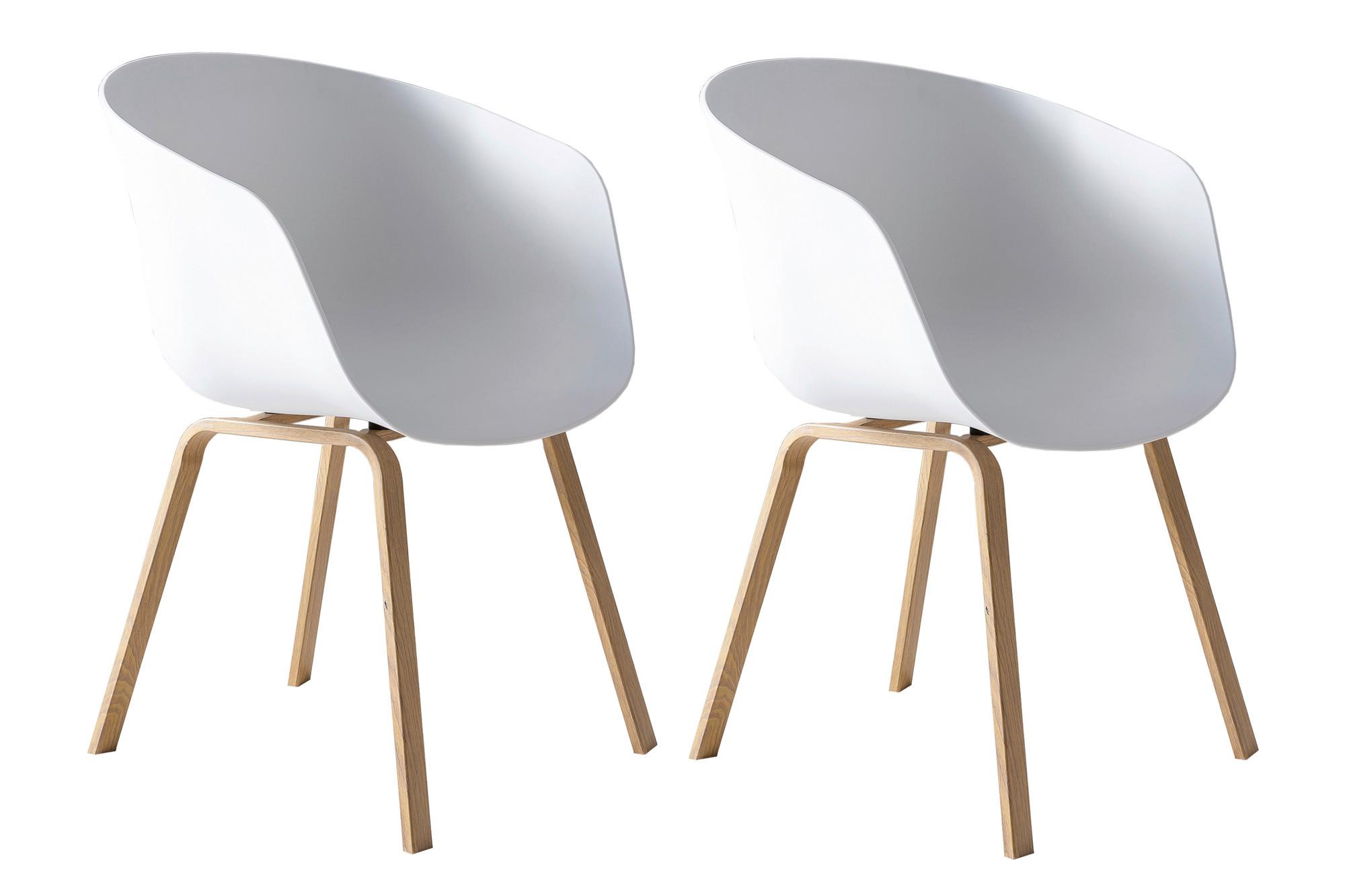 Armlehnstuhl-Set Weiß B: 54,5 cm - Weiß/Naturfarben, MODERN, Kunststoff/Metall (54,5/77,5/54cm) - Livetastic