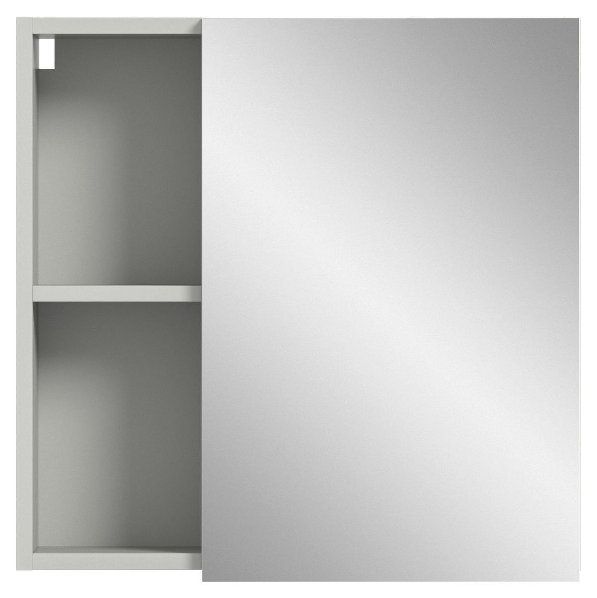 Spiegelschrank Copa 1-Türig B: 55 cm - Grau, MODERN, Glas/Holzwerkstoff (55/55/17cm) - MID.YOU