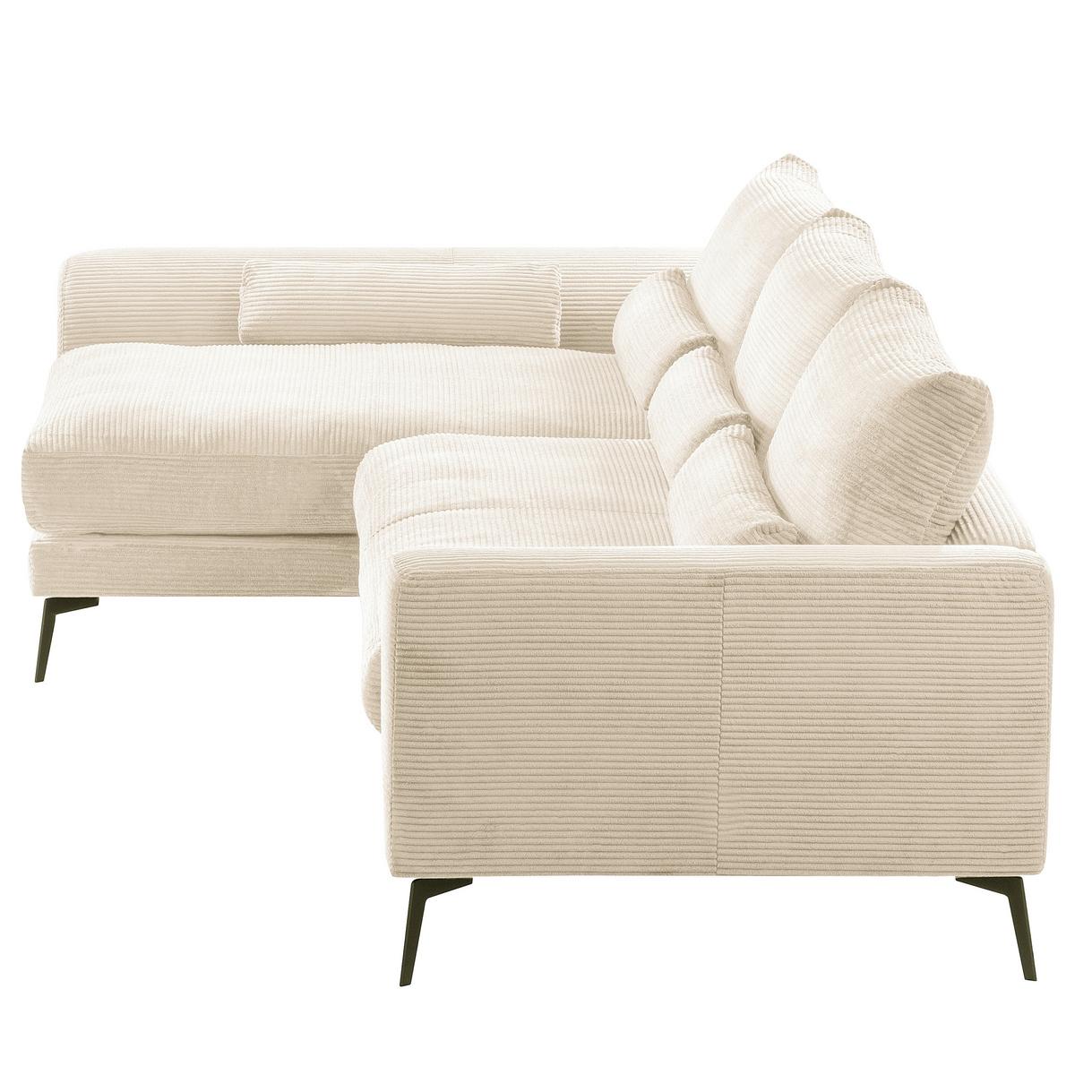 Ecksofa Berlin Creme Cord 172x313 cm - Creme/Schwarz, Design, Textil (172/313cm) - P & B