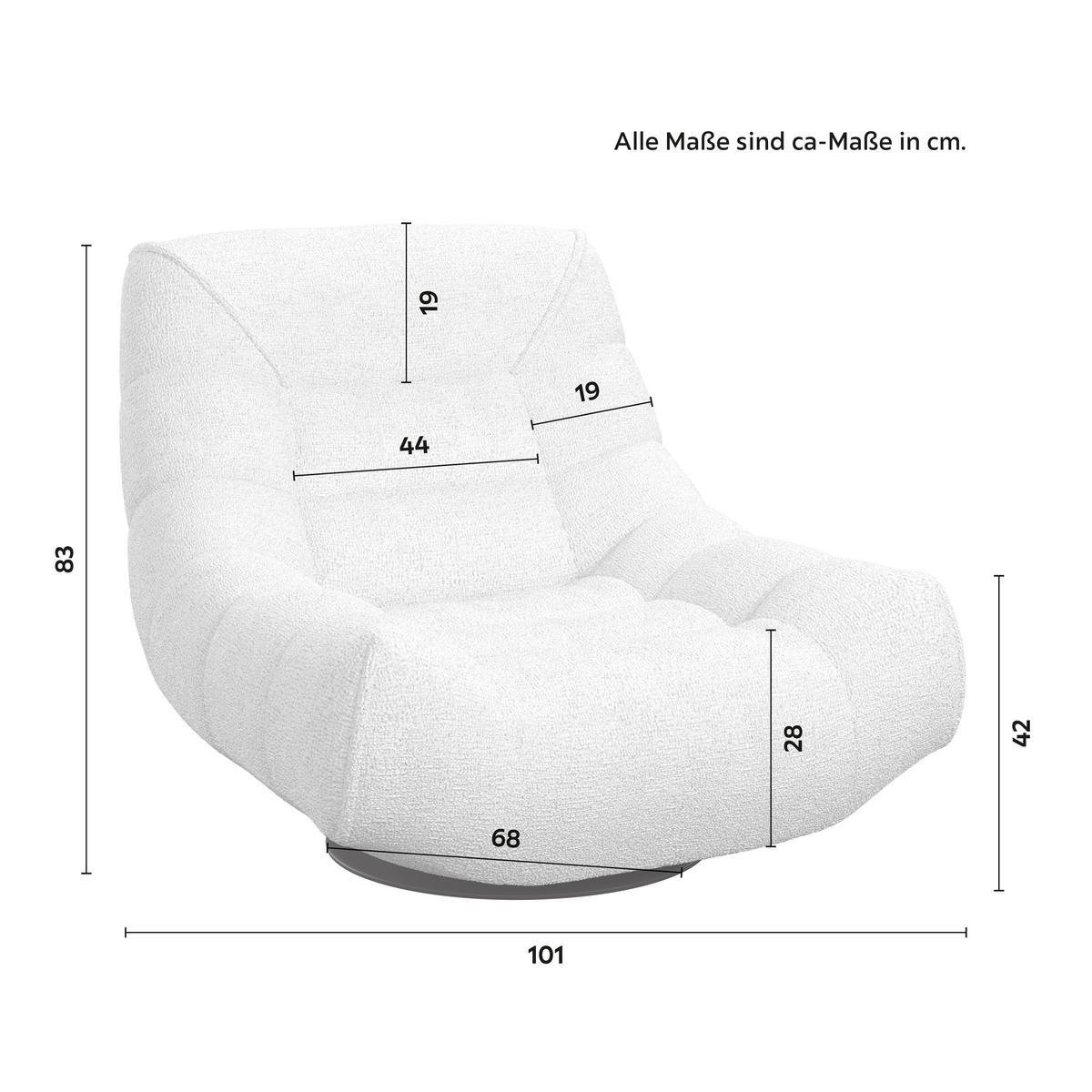 Relaxačné kreslo LORENA, svetlosivé buklé, max. 140 kg - čierna/svetlosivá, Modern, kov/textil (101/83/95cm) - Bessagi Home