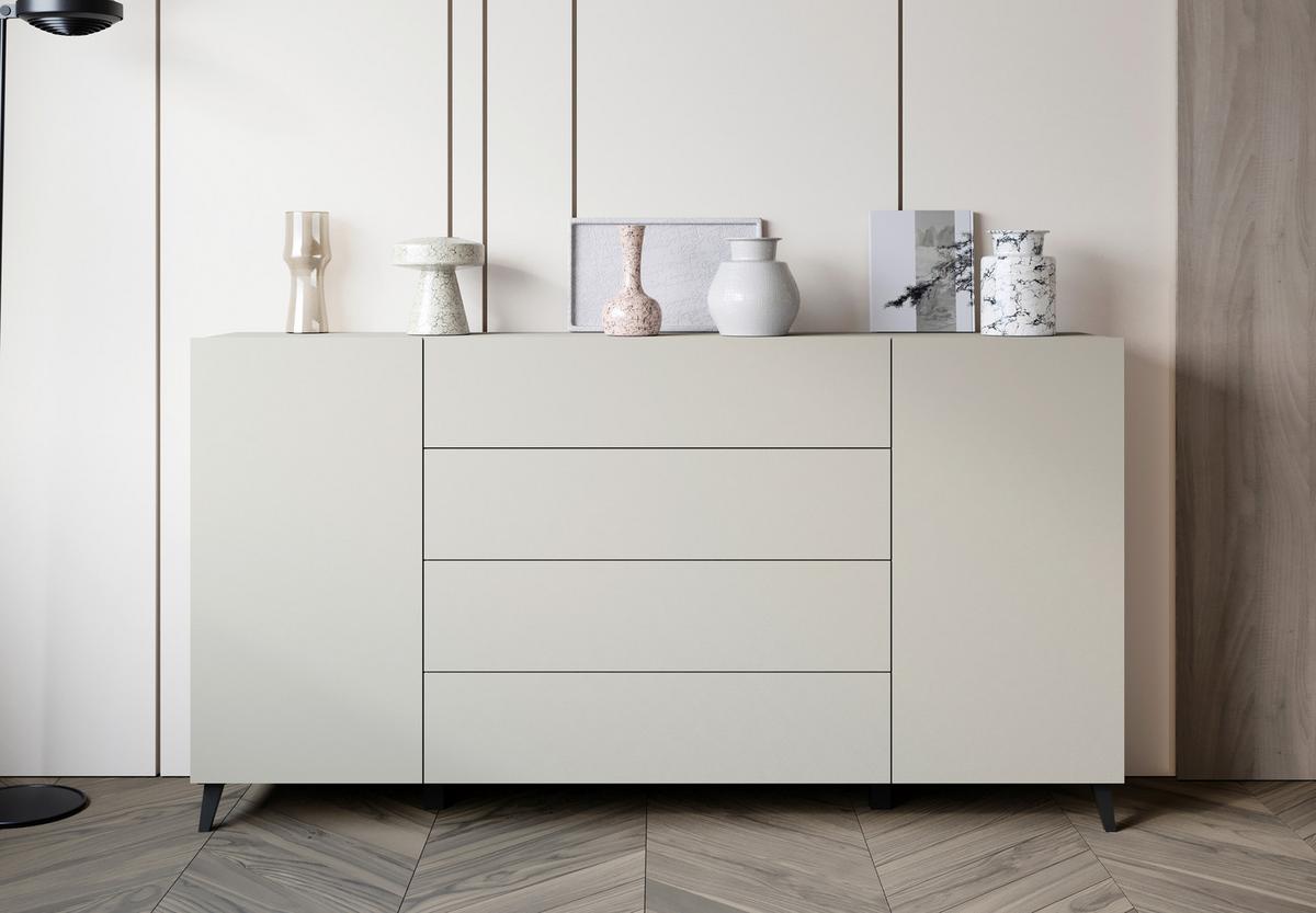 Široká komoda PHUKET 180 - čierna/kašmírová, Design, kompozitné drevo/plast (180/95,4/39cm) - P & B