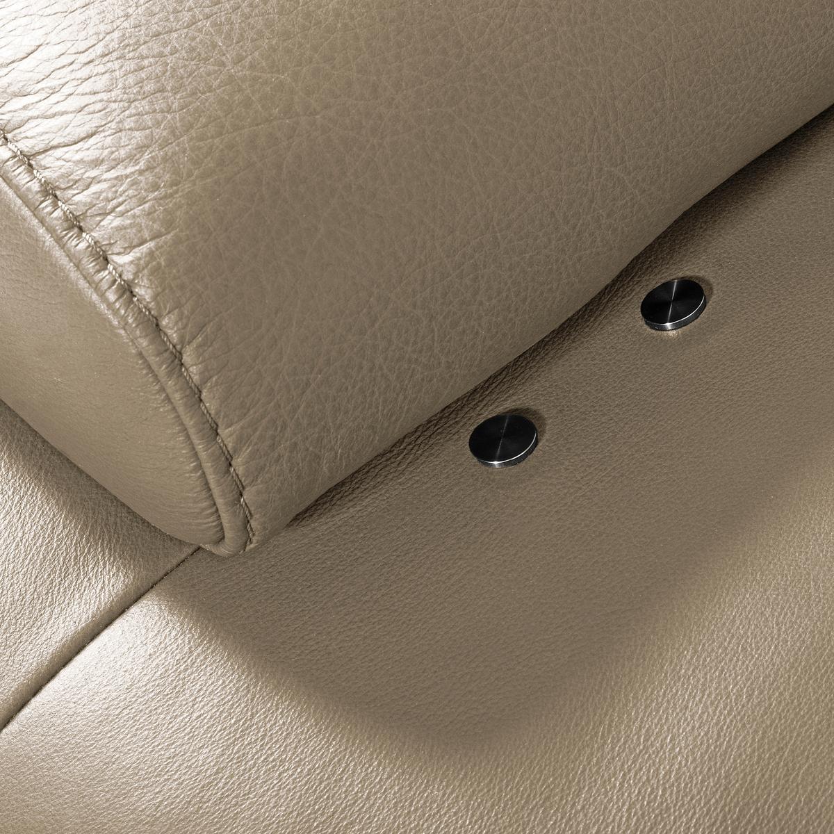 Ecksofa Como Echtleder Creme 306x237 - Creme/Schwarz, Design, Leder (306/237cm) - Livetastic