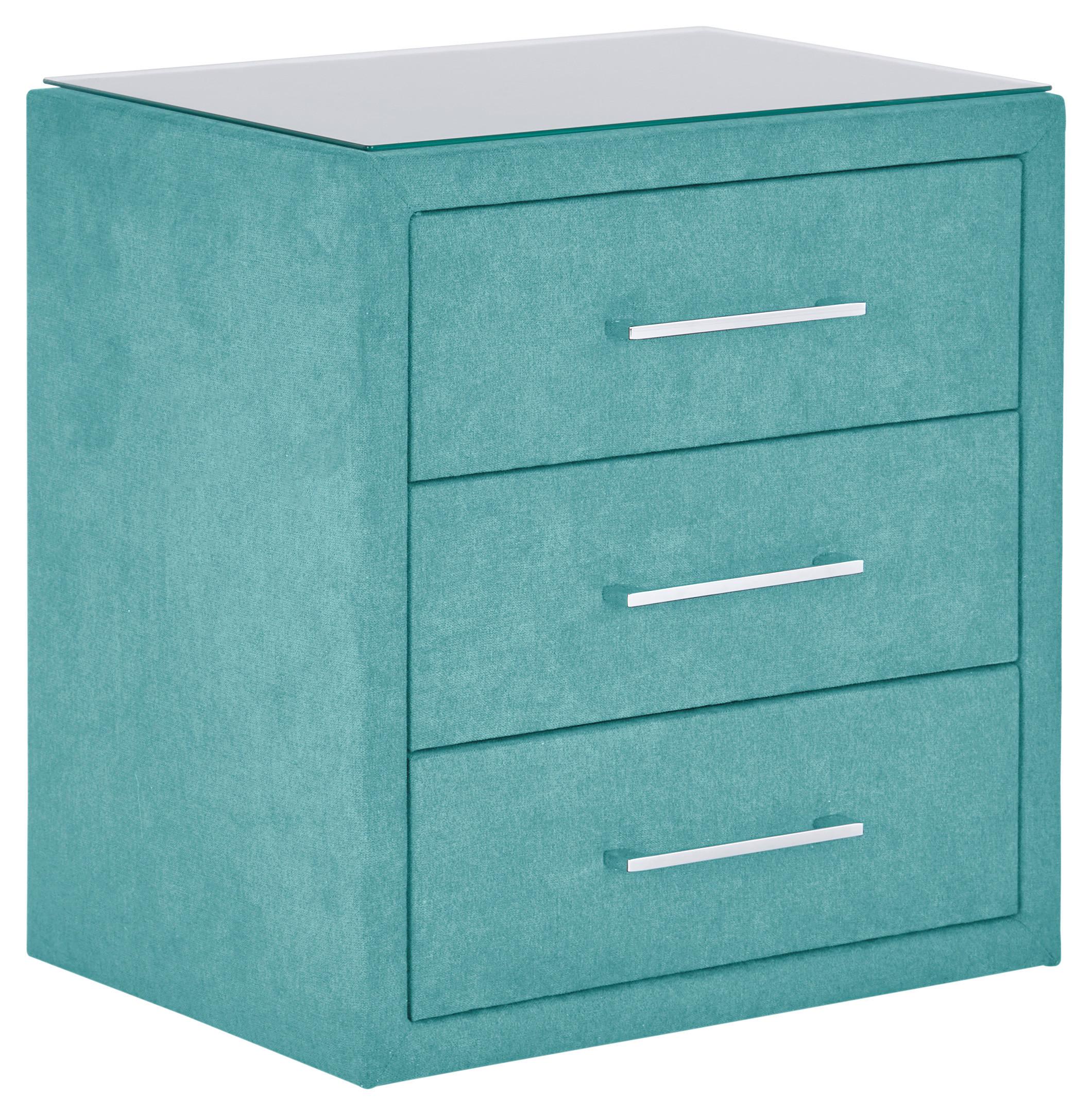 Nachtkästchen Türkis H: 60 Cm Kleopatra - Türkis, KONVENTIONELL, Holzwerkstoff/Kunststoff (56/60/41cm) - Ondega