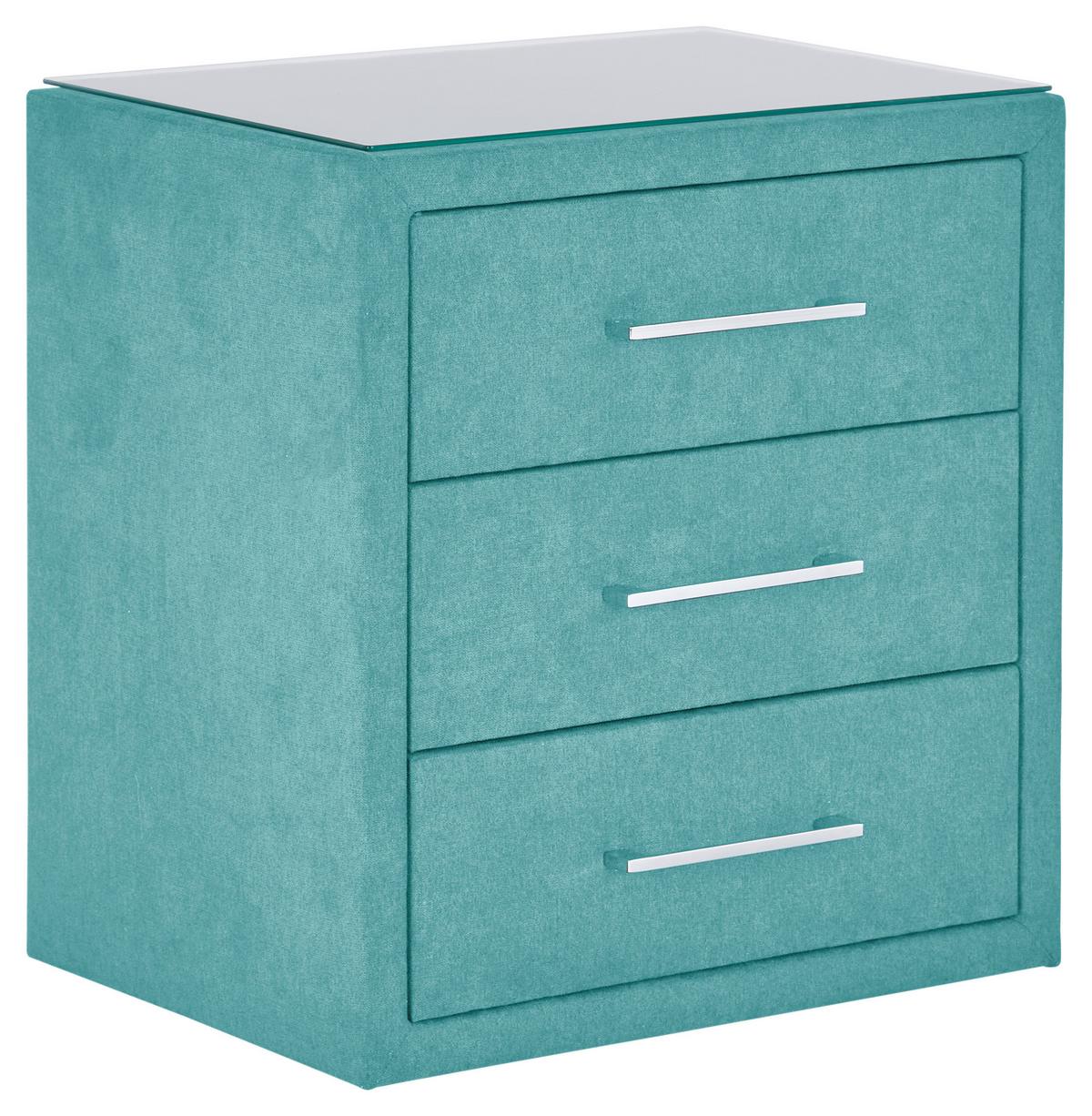 Nachtkästchen Türkis H: 60 cm Kleopatra - Türkis, KONVENTIONELL, Holzwerkstoff/Kunststoff (56/60/41cm) - Ondega