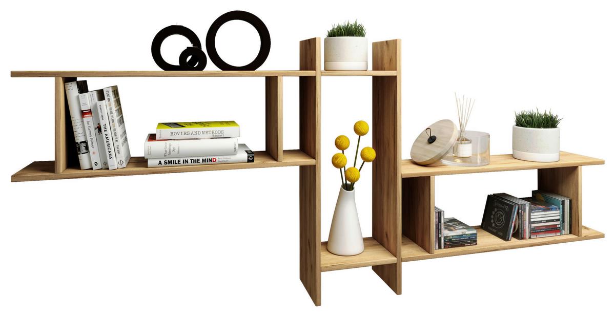 Wandregalset Sirola Honigeiche Dekor B:21cm - Honigeiche, Design, Holzwerkstoff (21/152/14cm) - MID.YOU