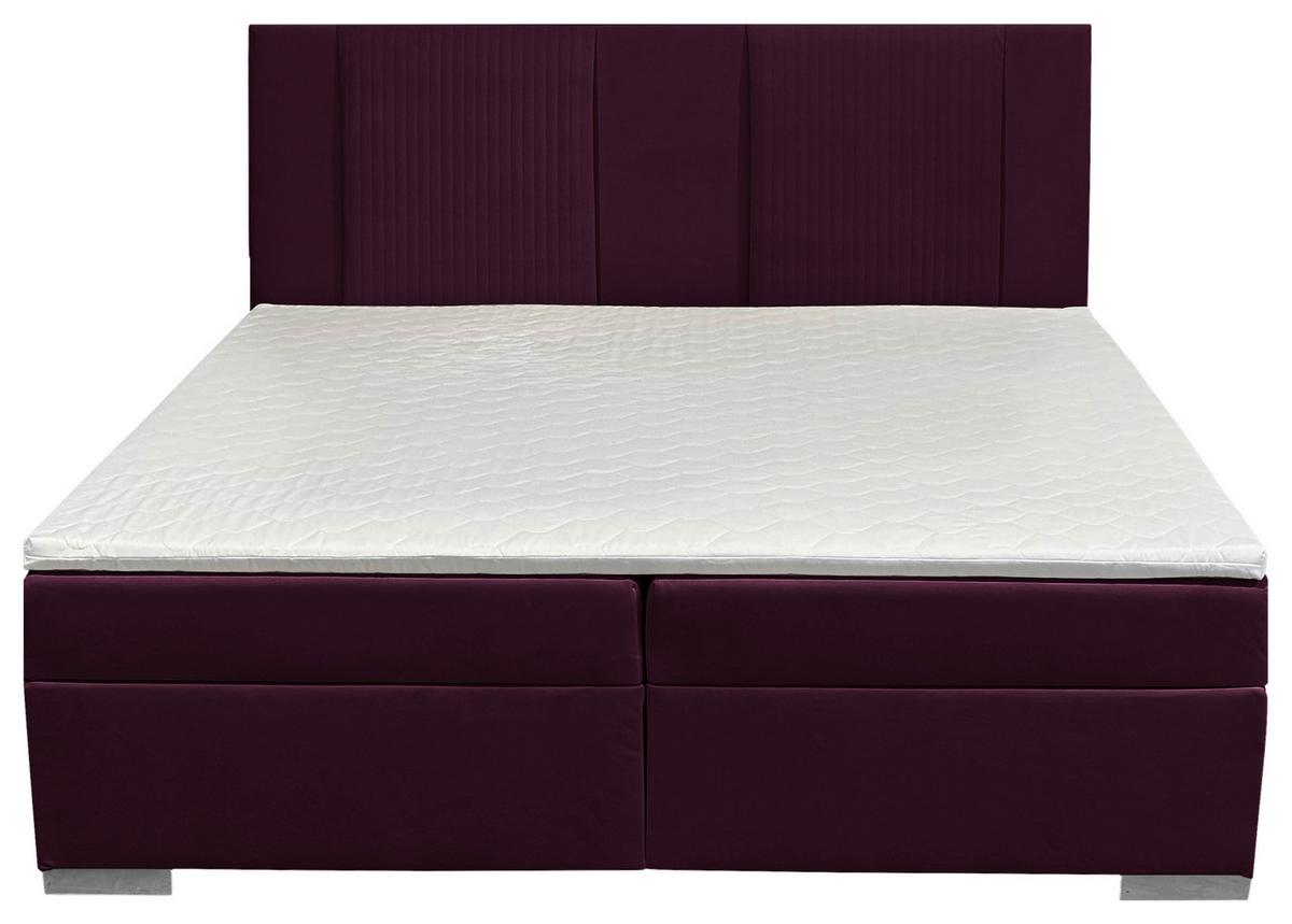 Boxbett Mit Bettkasten 180x200 Cm Dolly - Bordeaux/Silberfarben, Basics, Holzwerkstoff/Textil (180/200cm) - Livetastic