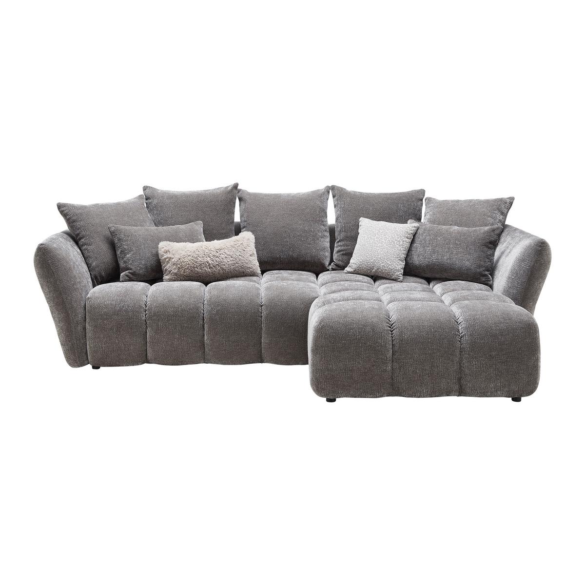 Univerzálna sedačka CAMMELLIO, sivá ženilka, so 7 vankúšmi - čierna/sivá, Modern, textil (296/189cm) - Mömax