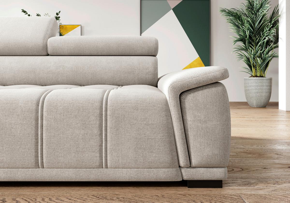 Rohová sedačka GRINALDI, ľavá, šedobílá - černá/šedobílá, Moderní, textil/plast (206/283cm) - Premium Living