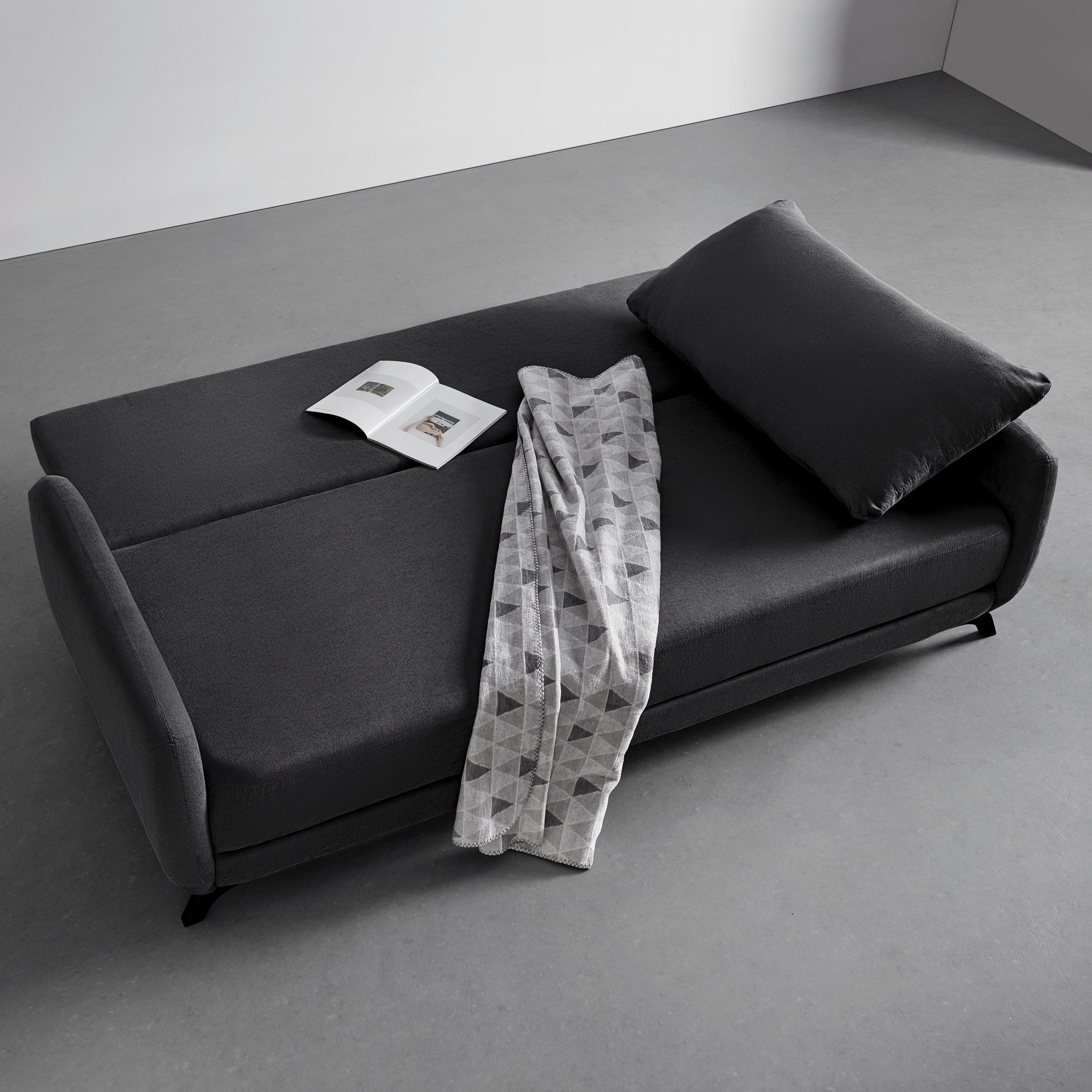 Praktická rozkládací pohovka Oliver antracit - černá/antracitová, Moderní, dřevo/textil (220/74/93cm) - Bessagi Home