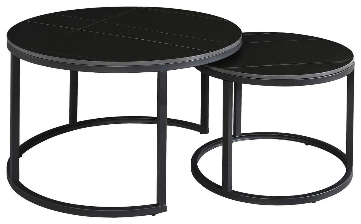 Couchtisch Leyton - Schwarz, KONVENTIONELL, Stein/Metall (68/68/43cm) - MID.YOU