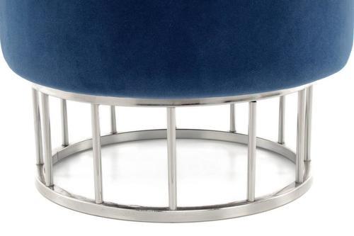 TABURET ED - barvy stříbra/tmavě modrá, Basics, kov/kompozitní dřevo (37,5/41/37,5cm)