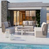 TERASOVÁ SEDACÍ SOUPRAVA MARINO - světle šedá/tmavě šedá, Moderní, kov/textil (153/81/76cm) - Bessagi Garden