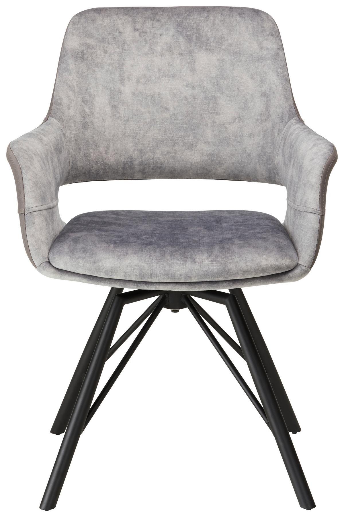 STOLIČKA S PODRÚČKAMI ADRIANA - čierna/sivá, Modern, kov/drevo (61/85/62,5cm) - Premium Living