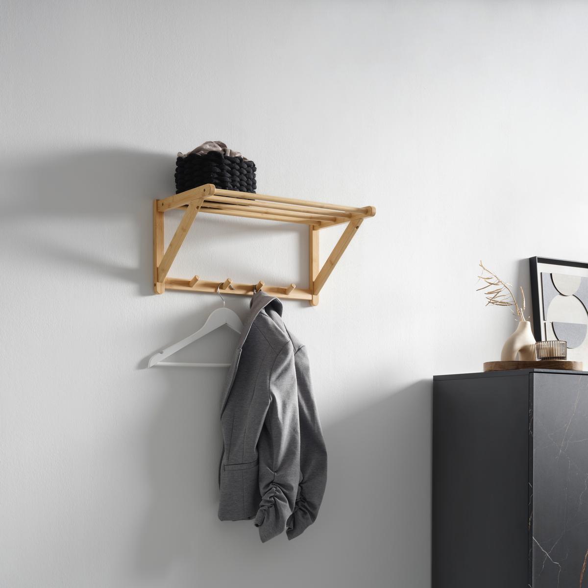 Nástenný vešiak BONNIE, bambus - prírodná farba, Konventionell, drevo (51/25/28cm) - Based