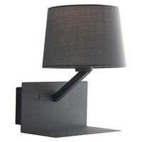 Wandleuchte Ciak 1-flammig Kippschalter + Usb-Anschluss - Grau, Design, Textil/Metall (31/23/22,5cm)