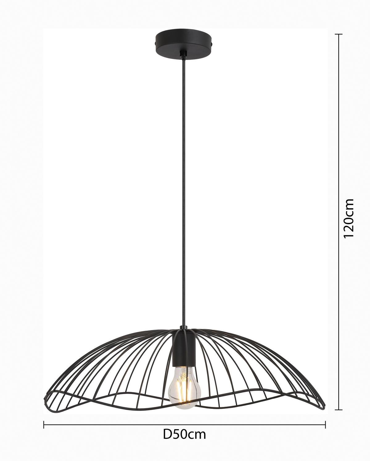 Závěsné svítidlo ELIOT, bez 1xE27 max. 40W - černá, Moderní, kov/plast (50/120cm) - Modern Living