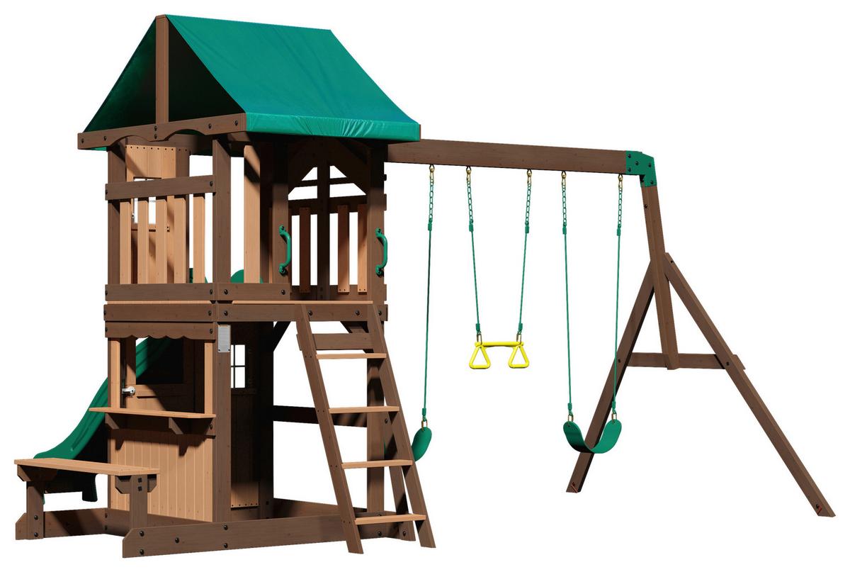 Spielturm Lakewood Braun/Grün B: 340 cm - Braun/Grün, KONVENTIONELL, Holz (340/260/430cm) - Ambia Garden