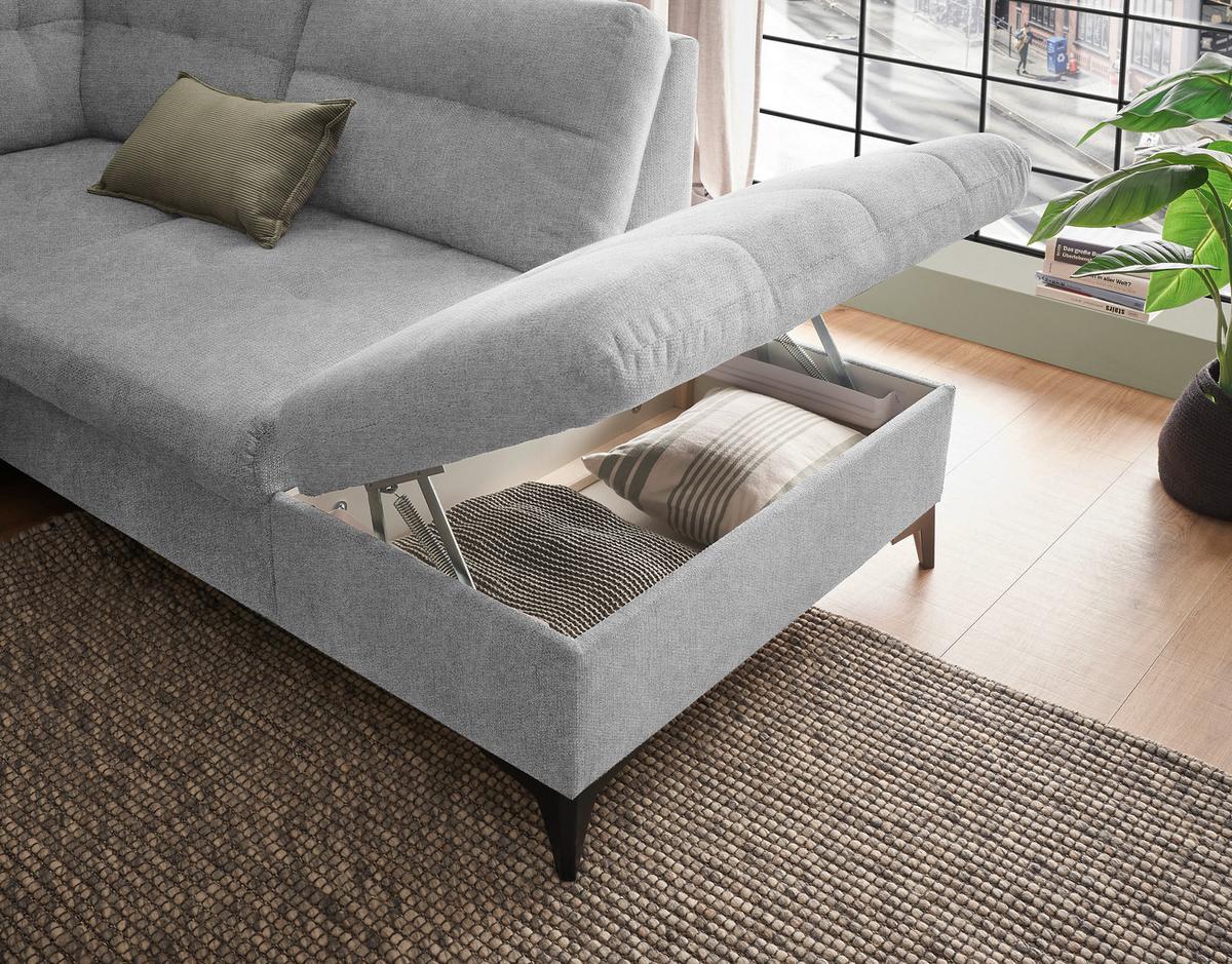 Wohnlandschaft Durban U Hellgrau U: 170/324/218 cm - Hellgrau/Schwarz, KONVENTIONELL, Textil (170/324/218cm) - MID.YOU