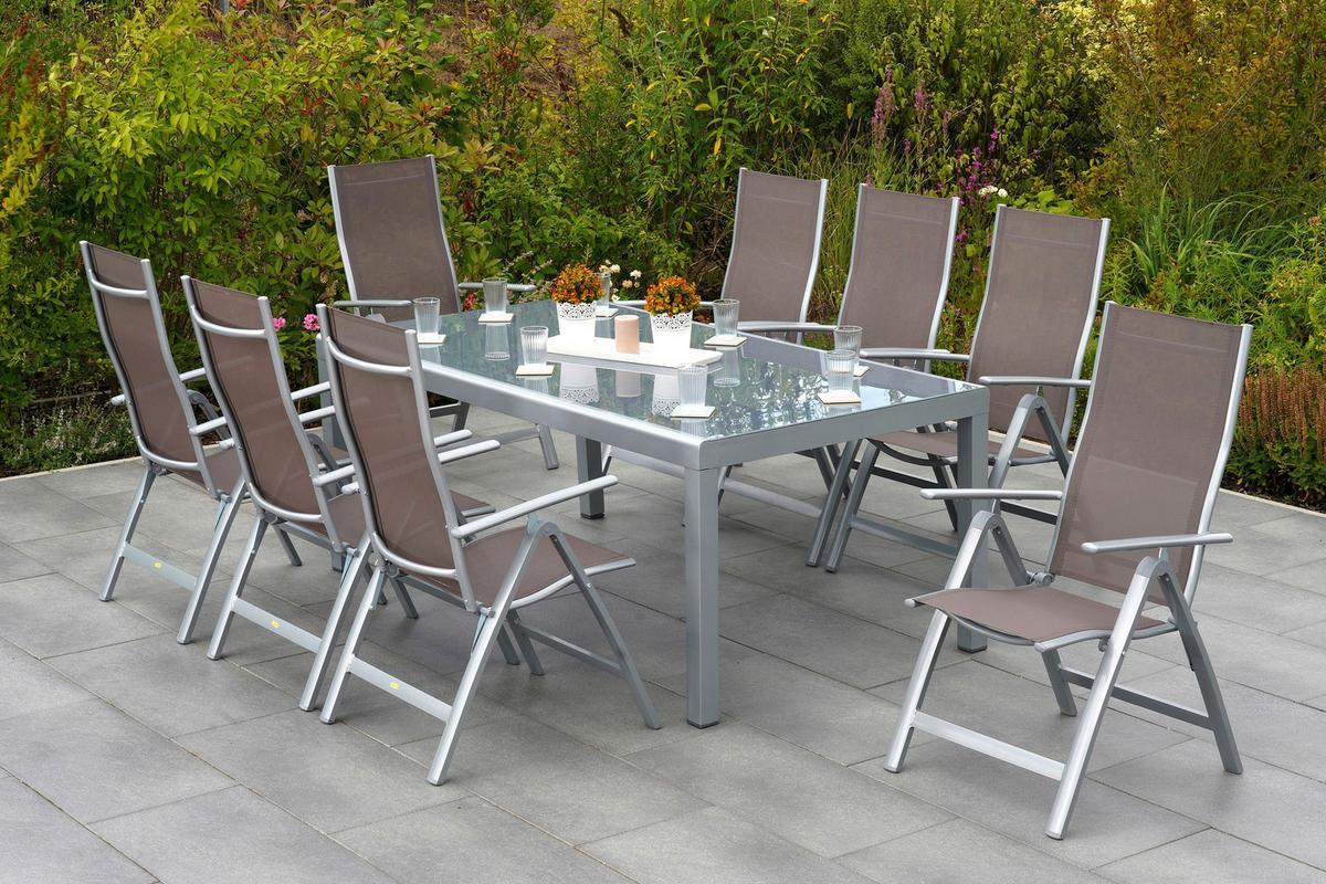 Gartenset Carrara - Taupe/Silberfarben, MODERN, Textil/Metall - Gardenson