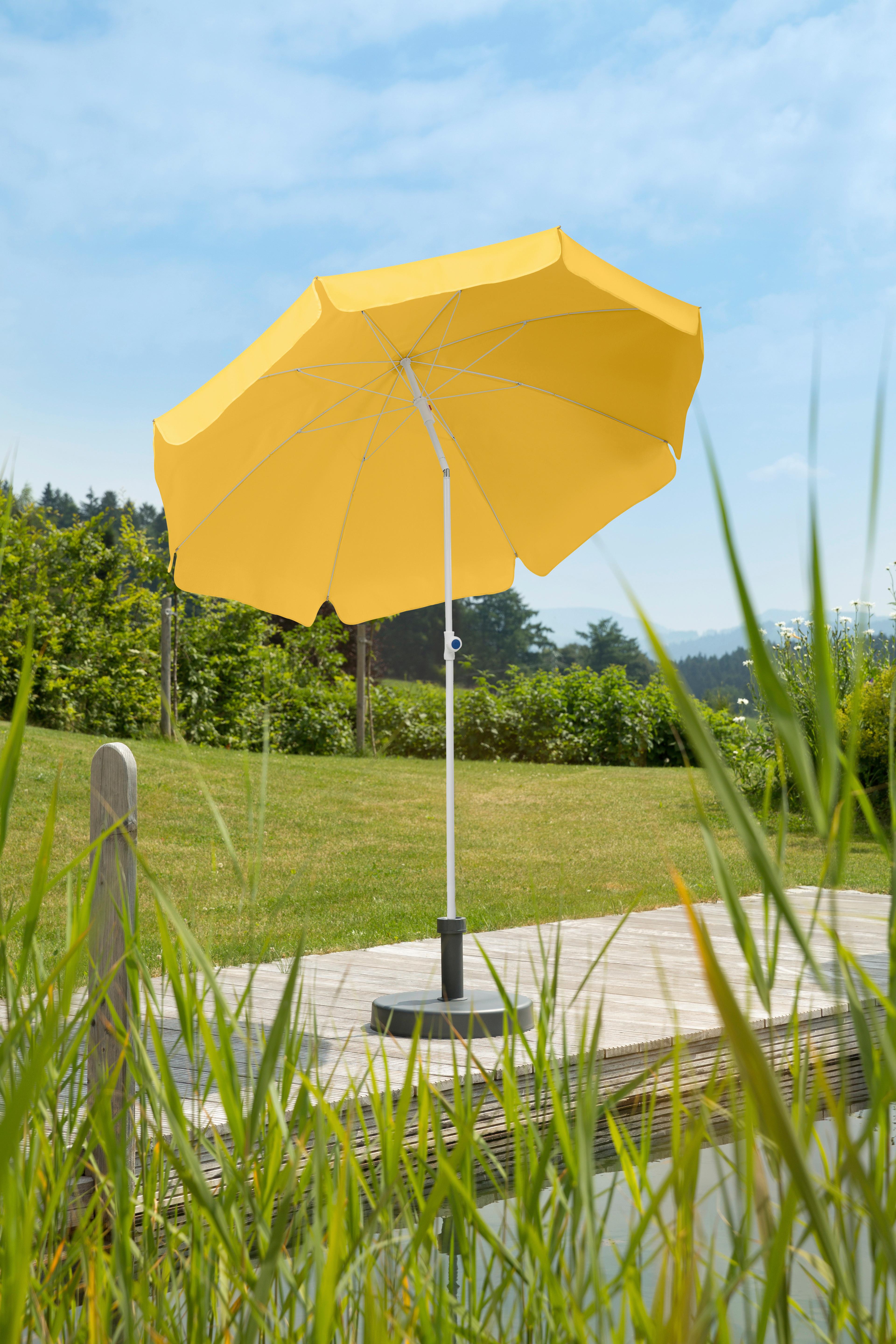 Sonnenschirm Ibiza BxHxT: 200x215x200 cm Gelb - Gelb/Weiß, Basics, Textil/Metall (200/215/200cm) - Schneider