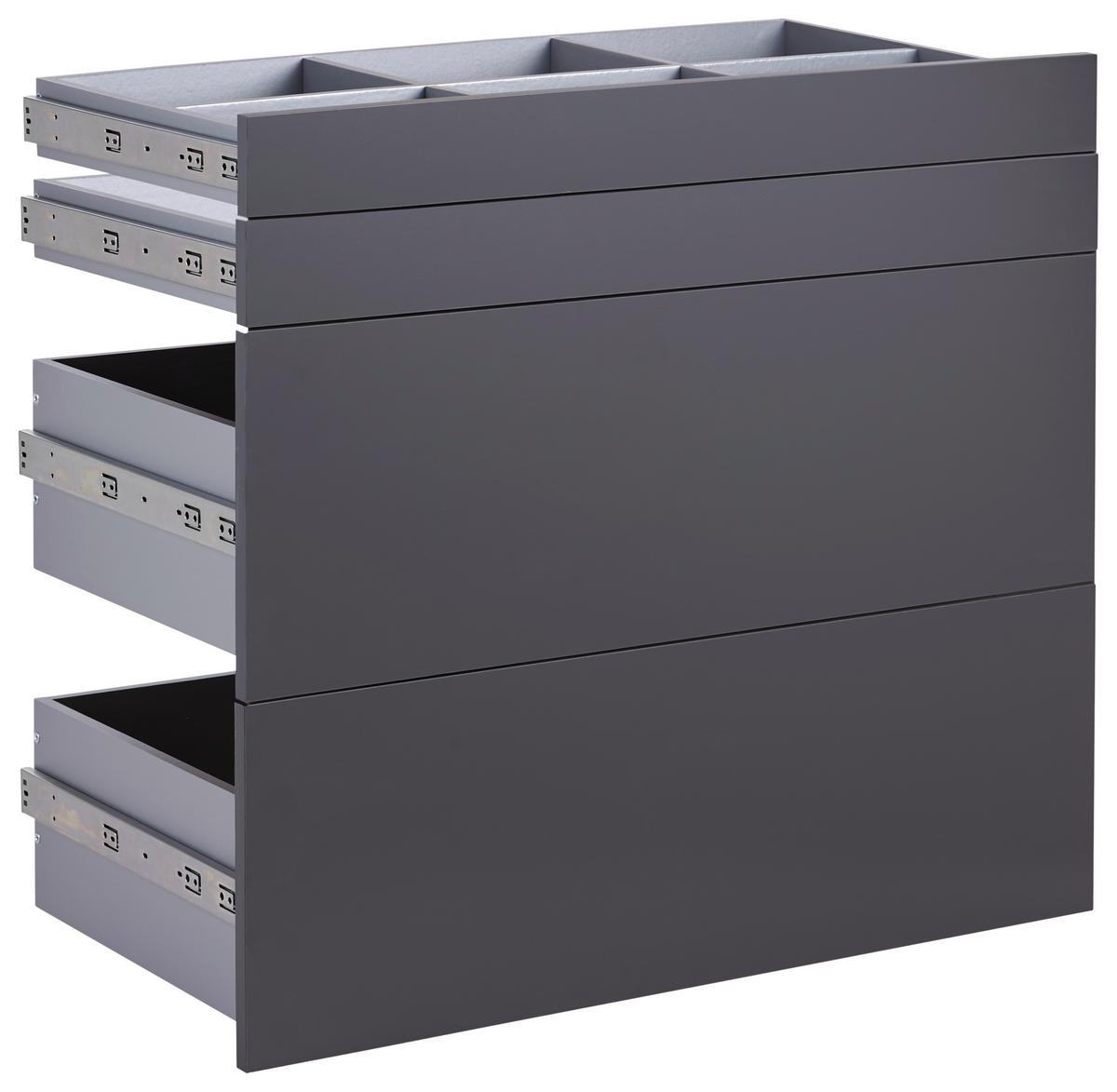 Schubladeneinsatz Unit Anthrazit B: 91 Cm 4 Fächer - Anthrazit, MODERN, Holzwerkstoff (91/83/47cm) - Ondega