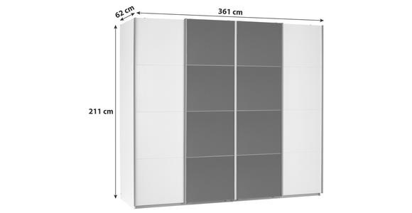 Schwebetürenschrank 361cm Bensheim, Weiß/Basalt - Dunkelgrau/Weiß, MODERN, Glas/Holzwerkstoff (361/211/62cm) - James Wood