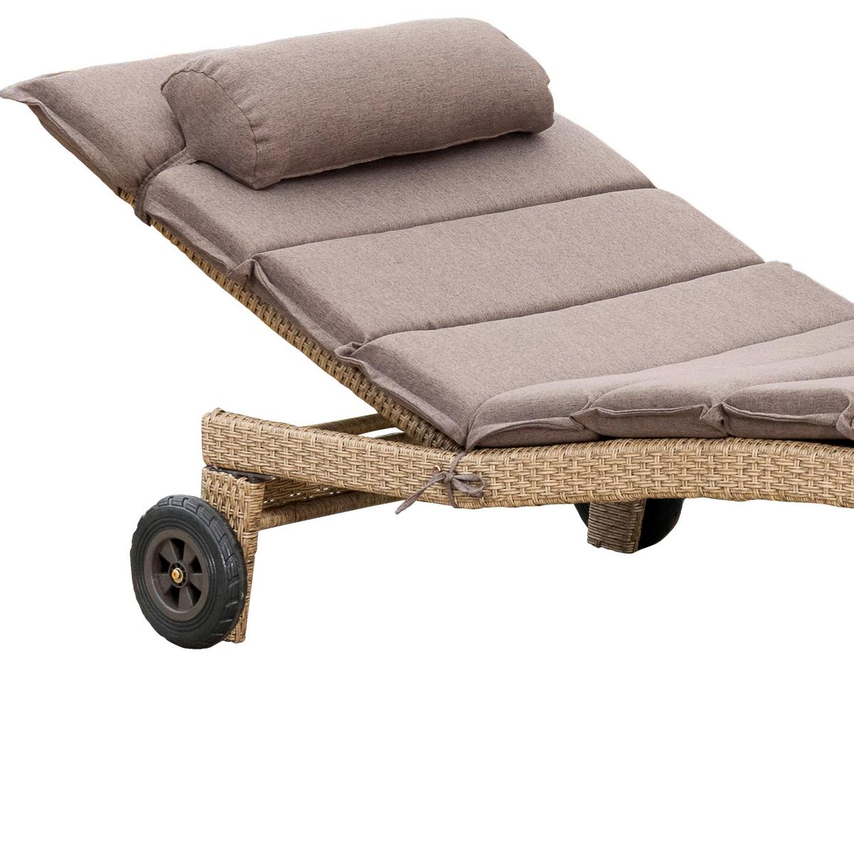 Sonnenliege Andalusia Metall/ Kunststoff mit Auflage - Beige/Naturfarben, ROMANTIK / LANDHAUS, Kunststoff/Textil (90/100/208cm) - Gardenson