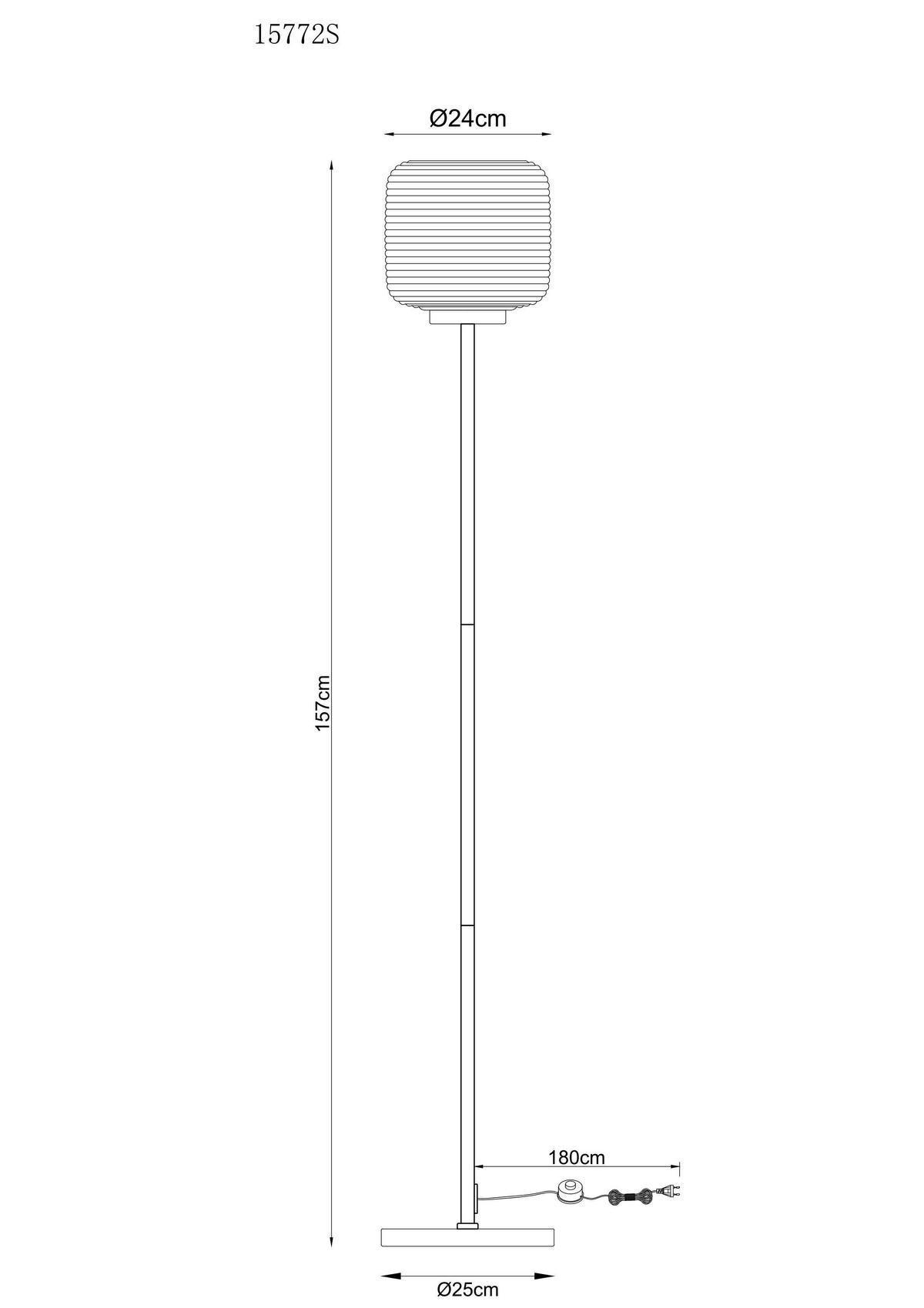 Stehleuchte Kladora Weiß Nickelfarben D: 24 cm - Weiß/Nickelfarben, KONVENTIONELL, Glas/Metall (24/157cm) - Globo