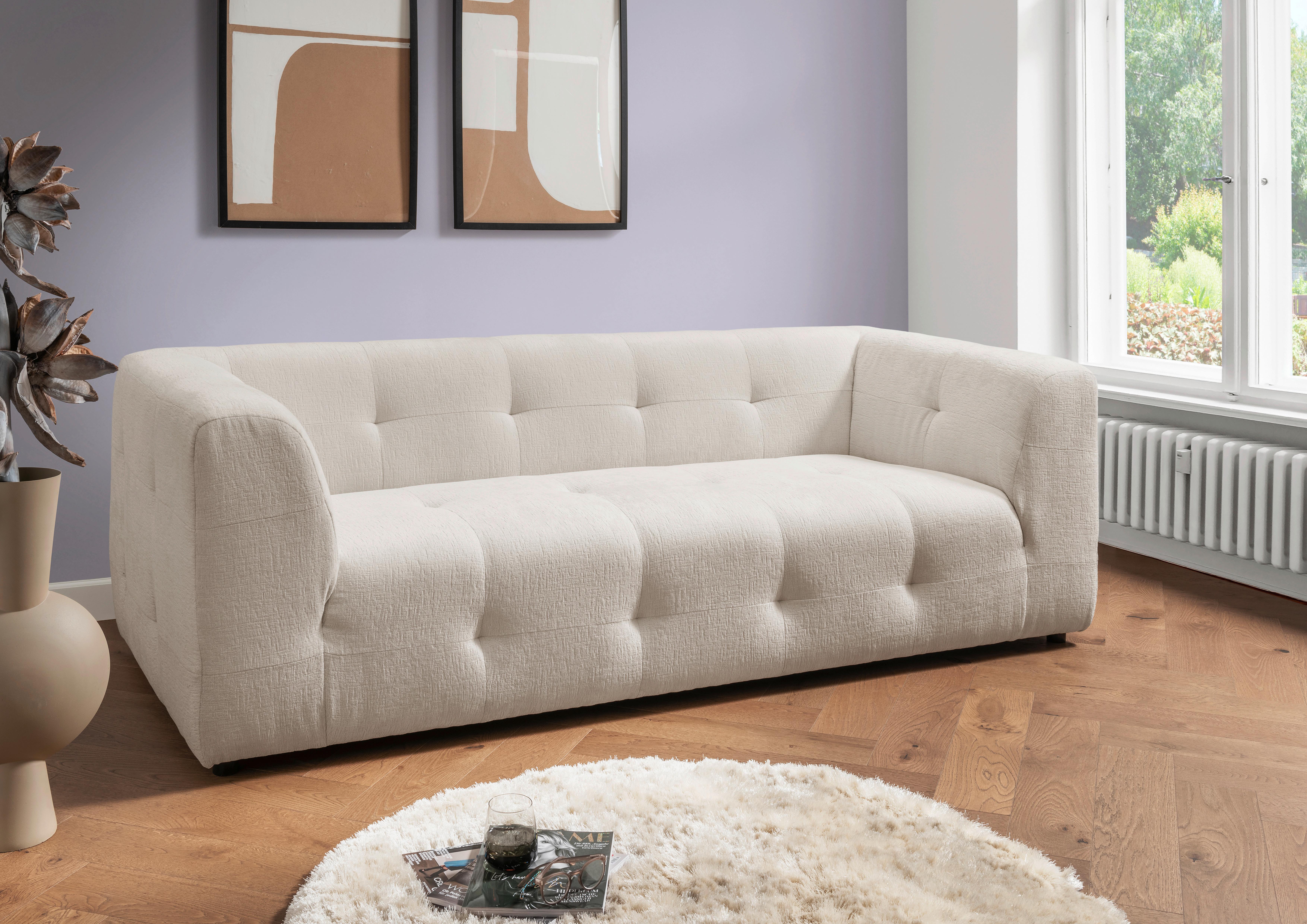 2,5-Sitzer Velice, Weiß B: 218 cm - Schwarz/Weiß, Design, Textil (218/72/95cm) - Livetastic