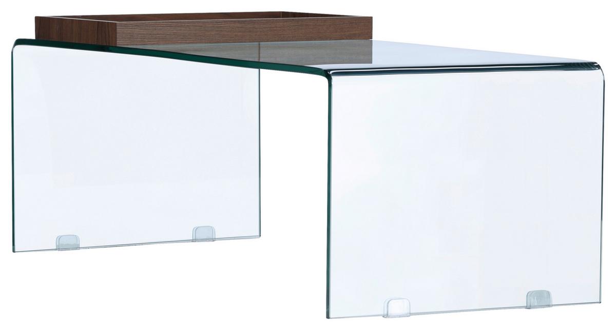 Couchtisch Telemark - Klar/Braun, Design, Glas (110/50/38cm) - Livetastic