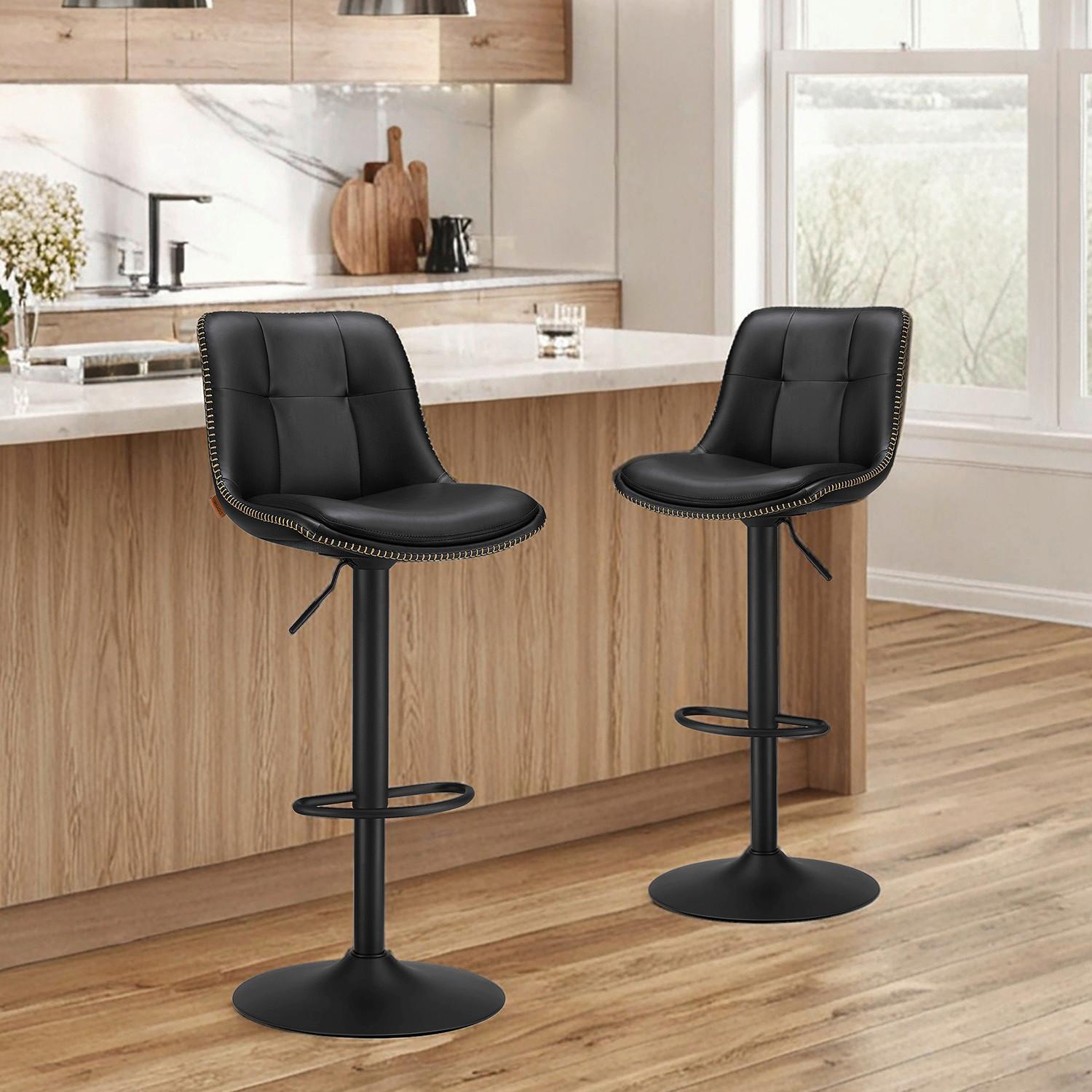 Barhocker Bar Stools - Schwarz, MODERN, Leder/Metall (42,9/93,1/48,1cm) - MID.YOU