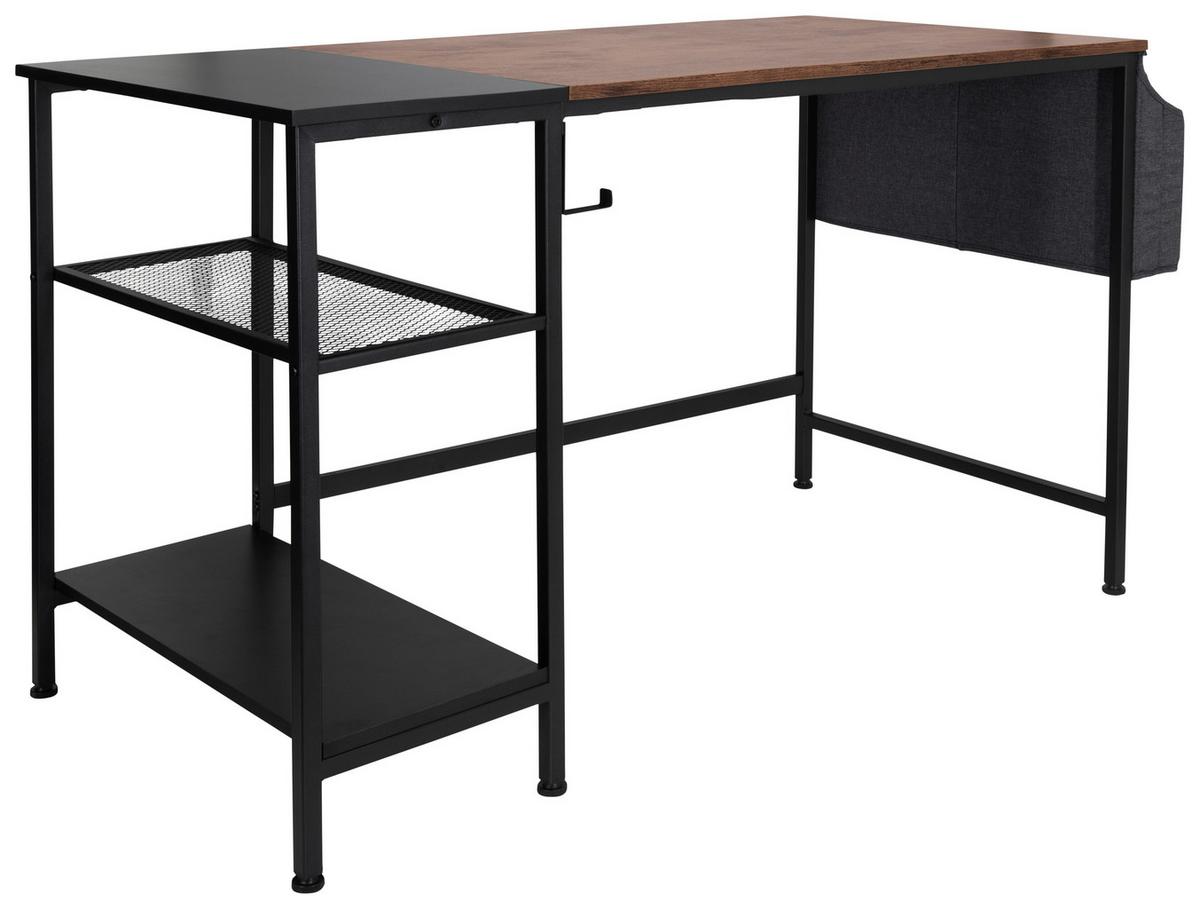Schreibtisch B 60cm H 76cm Workspace Braun/schwarz - Schwarz/Braun, Basics, Holzwerkstoff/Metall (120/60/76cm) - MID.YOU