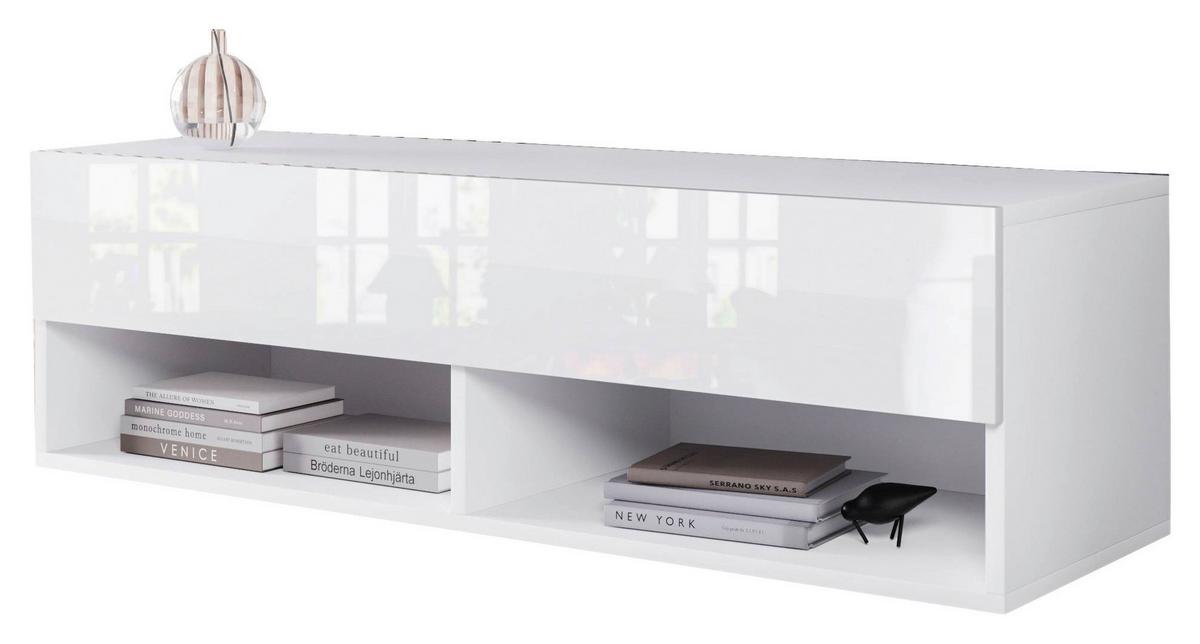 TV-Lowboard B: 100 cm Weiß Hochglanz - Weiß Hochglanz/Weiß, LIFESTYLE, Holzwerkstoff (100/30/31cm) - P & B