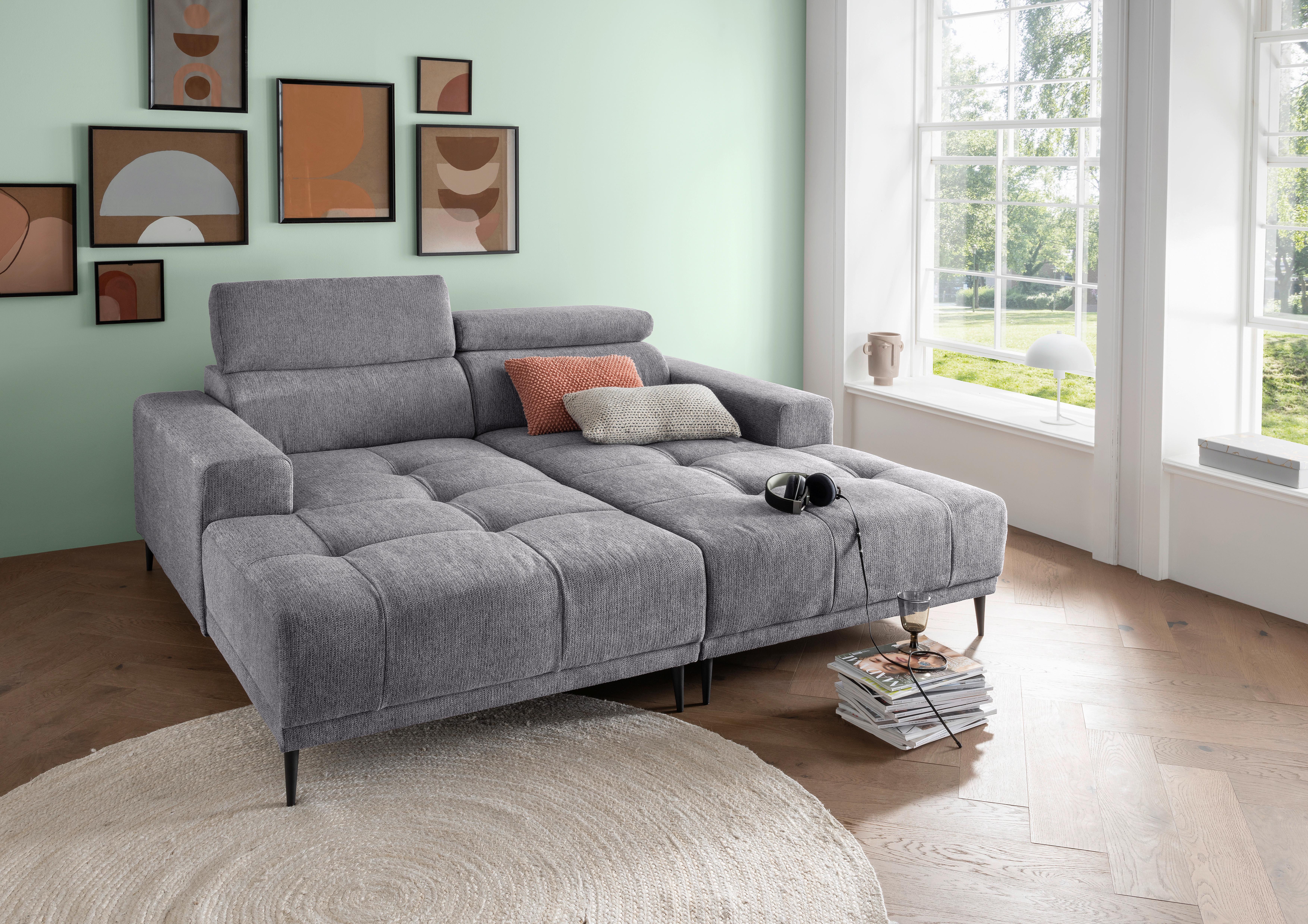 Ecksofa Intera Dunkelgrau S: 200x188 cm - Dunkelgrau/Schwarz, KONVENTIONELL, Textil (200/79-95/188cm) - P & B
