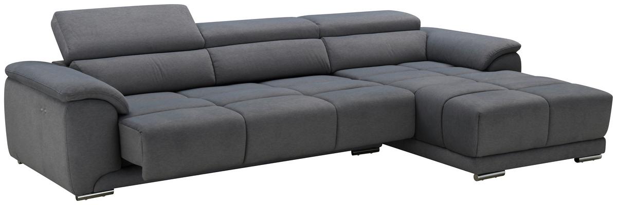 Ecksofa mit Relaxfunktion Captain - Silberfarben/Grau, MODERN, Holz/Textil (294/182cm) - Livetastic