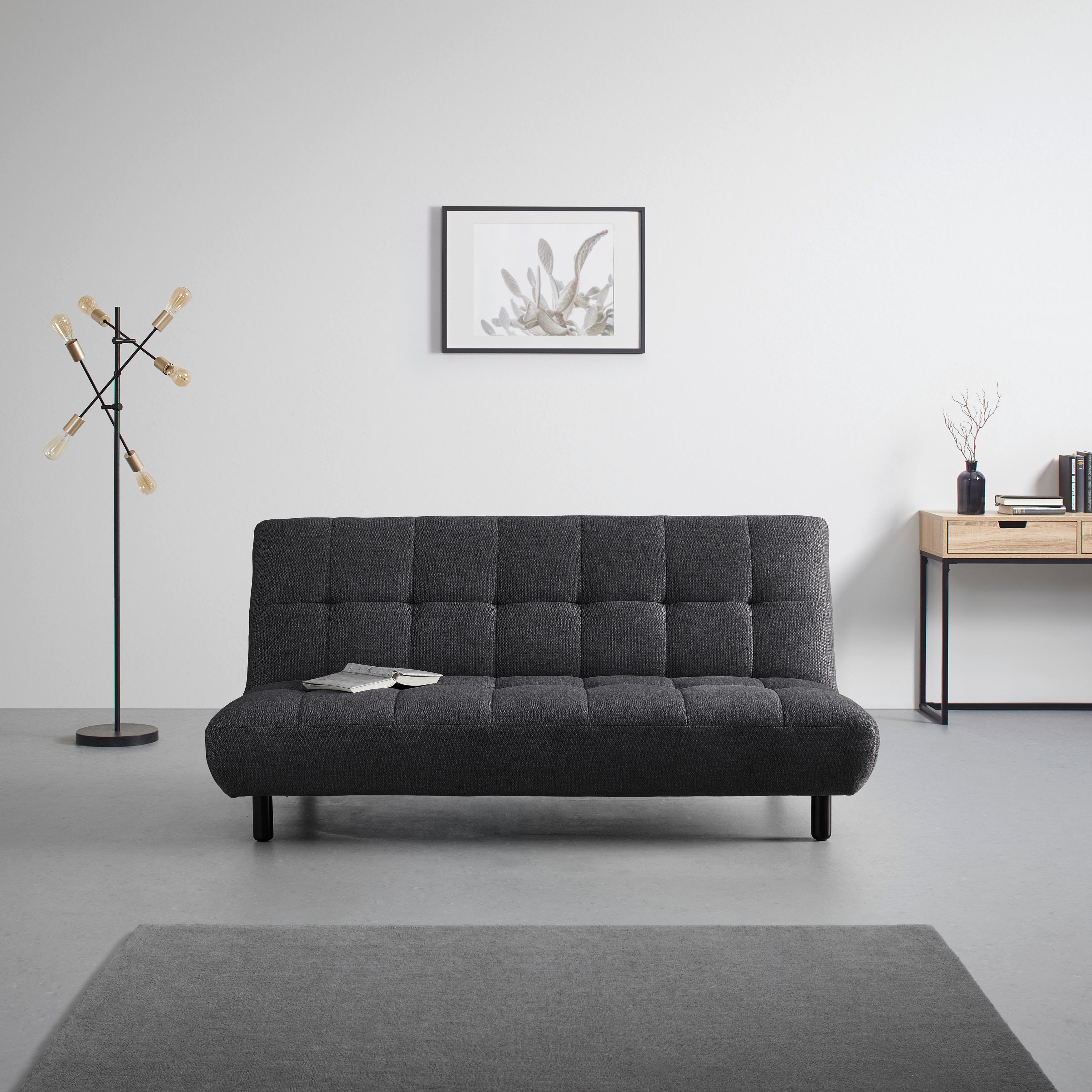 Rozkladacia Pohovka Camilla Tmavosivá - tmavohnedá/tmavosivá, Moderný, drevo/textil (186/90/106cm) - Bessagi Home