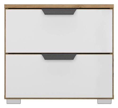 Nachtkästchen Eiche Dekor/ Champagner H: 43 M Artemis - Champagner/Alufarben, MODERN, Glas/Holzwerkstoff (47/43/42cm) - Rauch Möbel