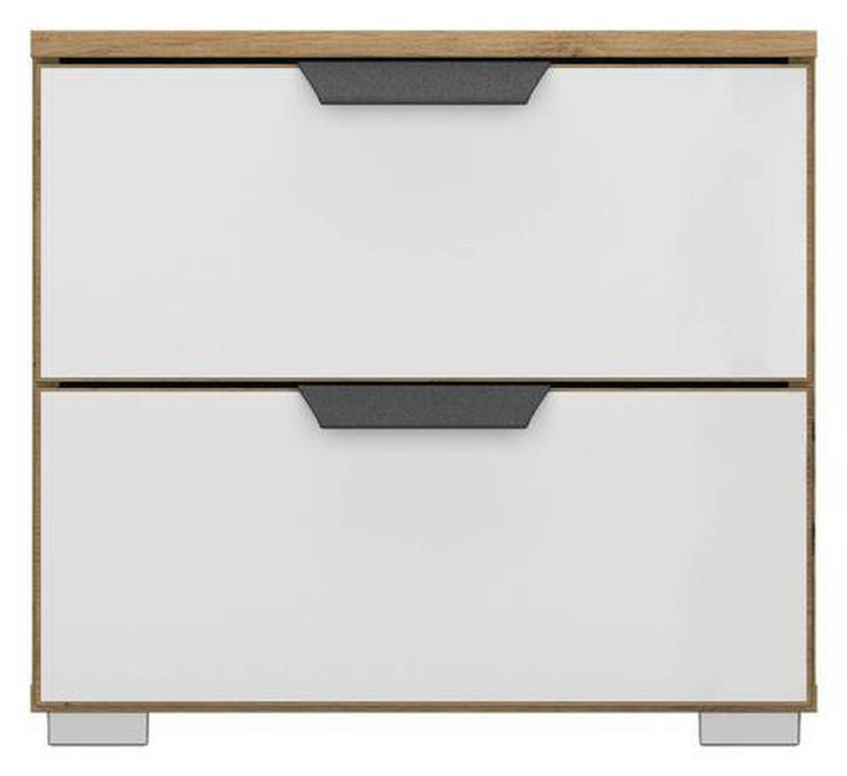 Nachtkästchen Eiche Dekor/ Champagner H: 43 M Artemis - Champagner/Alufarben, MODERN, Glas/Holzwerkstoff (47/43/42cm) - Rauch Möbel