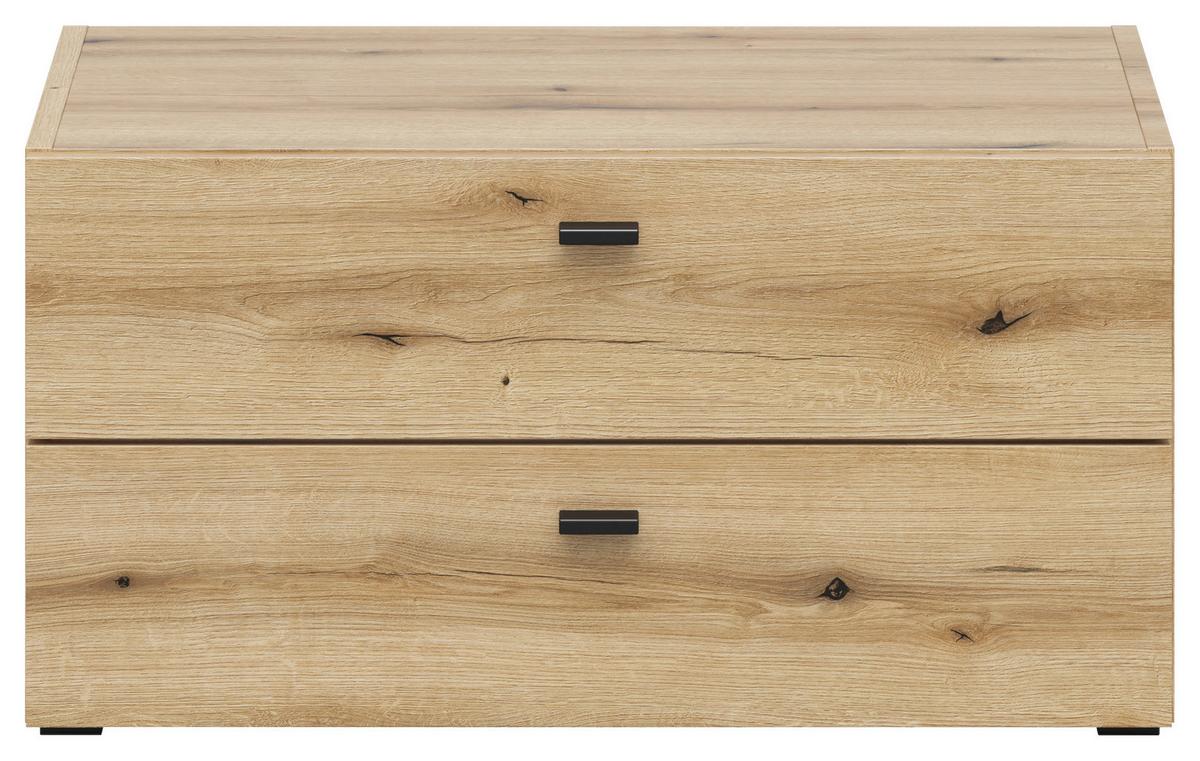 Kommode 2 Laden, B: 64 cm Sixty-Four ,eichefarben - Eichefarben/Schwarz, Trend, Holzwerkstoff (64/32/35cm)