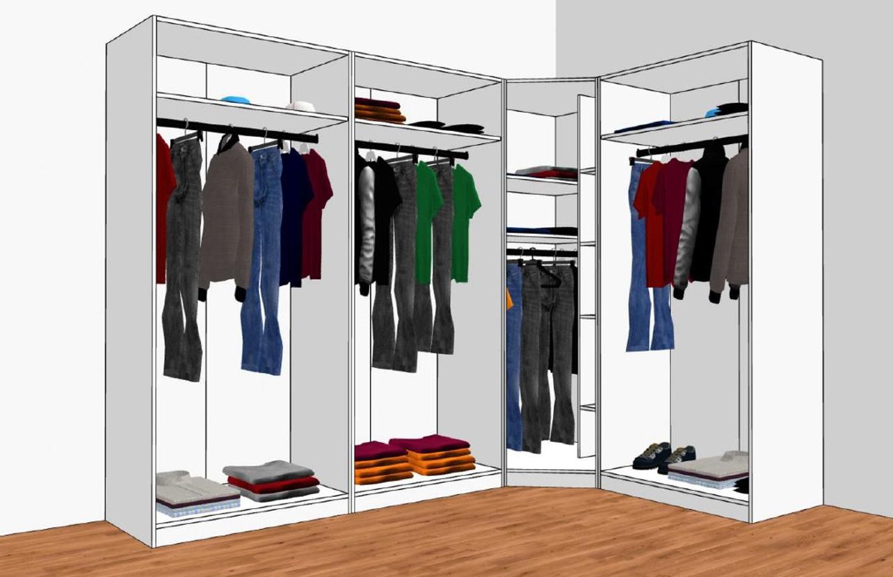 Eckschrank Mit Spiegel 273,3x182,2 cm Unit, Weiß - Weiß, MODERN, Holzwerkstoff (273,3/210/182,2cm) - Ondega