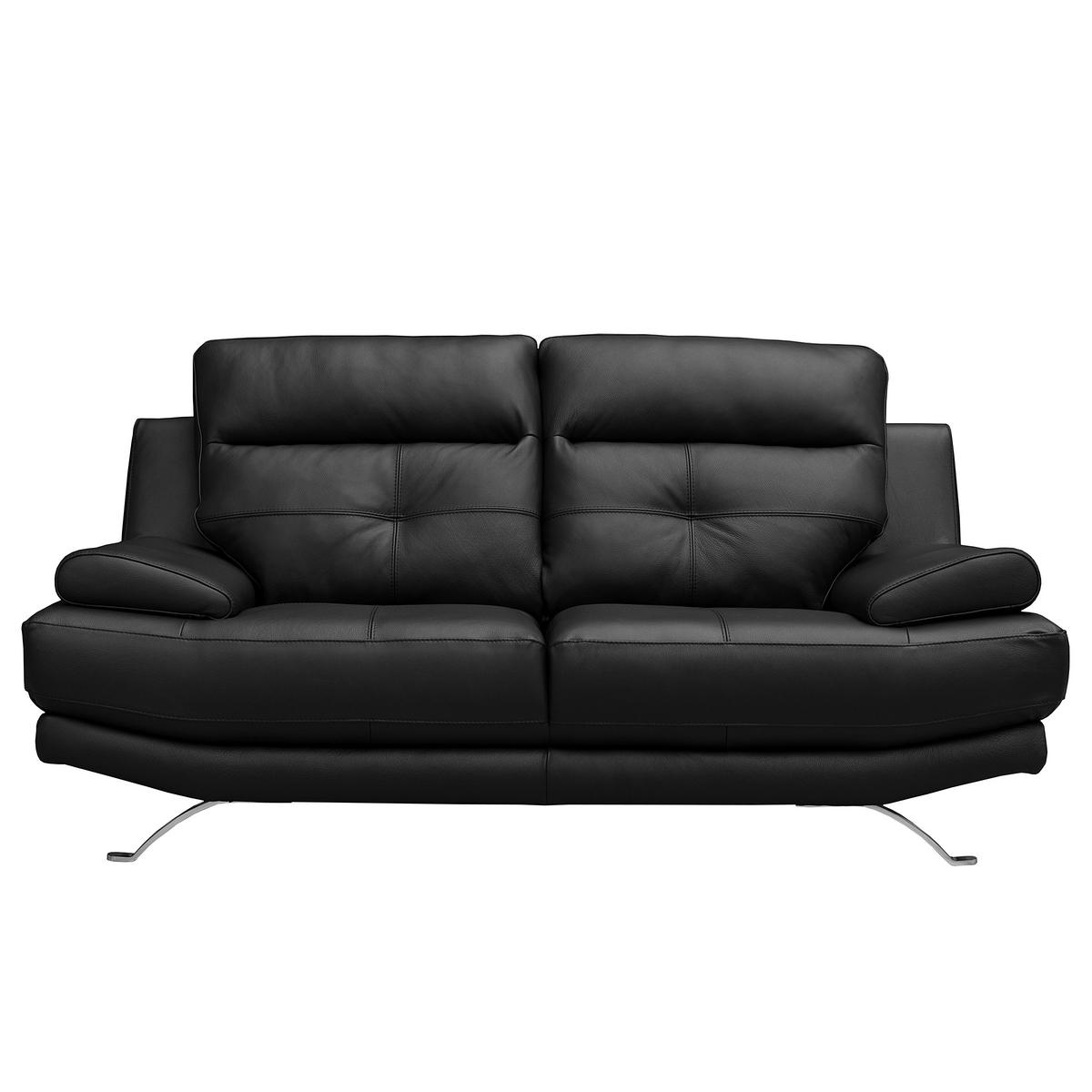 2-sitzer-sofa Derby Echtleder Schwarz B: 185 Cm - Chromfarben/Schwarz, Design, Leder (185/92/99cm) - Livetastic