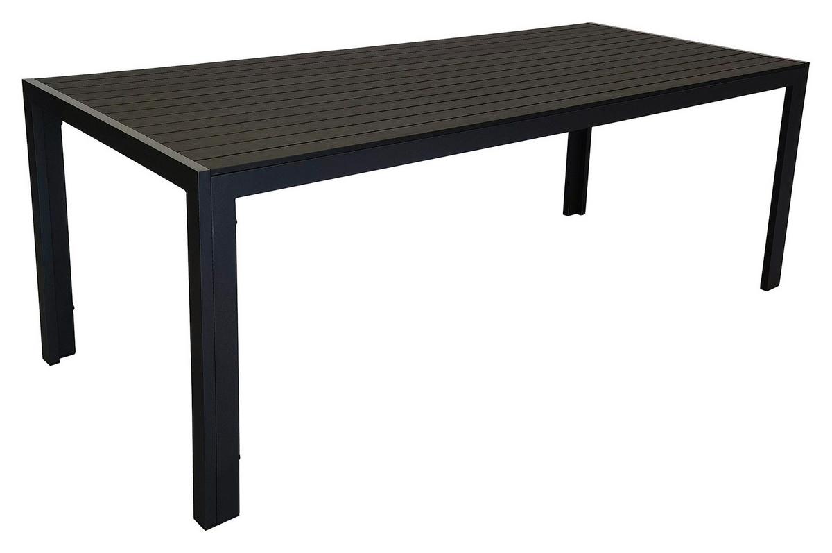 Gartentisch Milano Kunststoff/aluminium L 205 Cm - Dunkelgrau/Schwarz, MODERN, Kunststoff/Metall (205/74/90cm) - Beldano