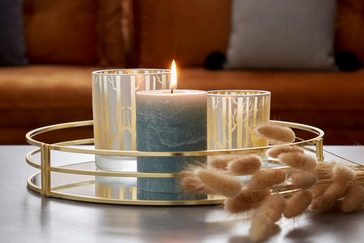 Stumpenkerze Saphira Grün, D/H: 6,8/9 cm - Grün, Basics (6,8/9cm) - Ondega