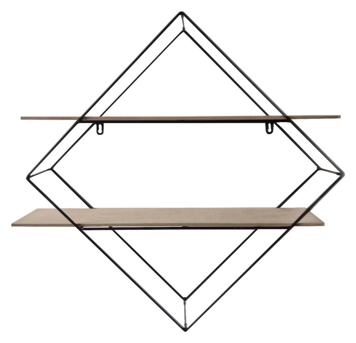 NÁSTĚNNÝ REGÁL ROM 2 - černá/barvy pinie, Moderní, kov/kompozitní dřevo (60/60/15cm)