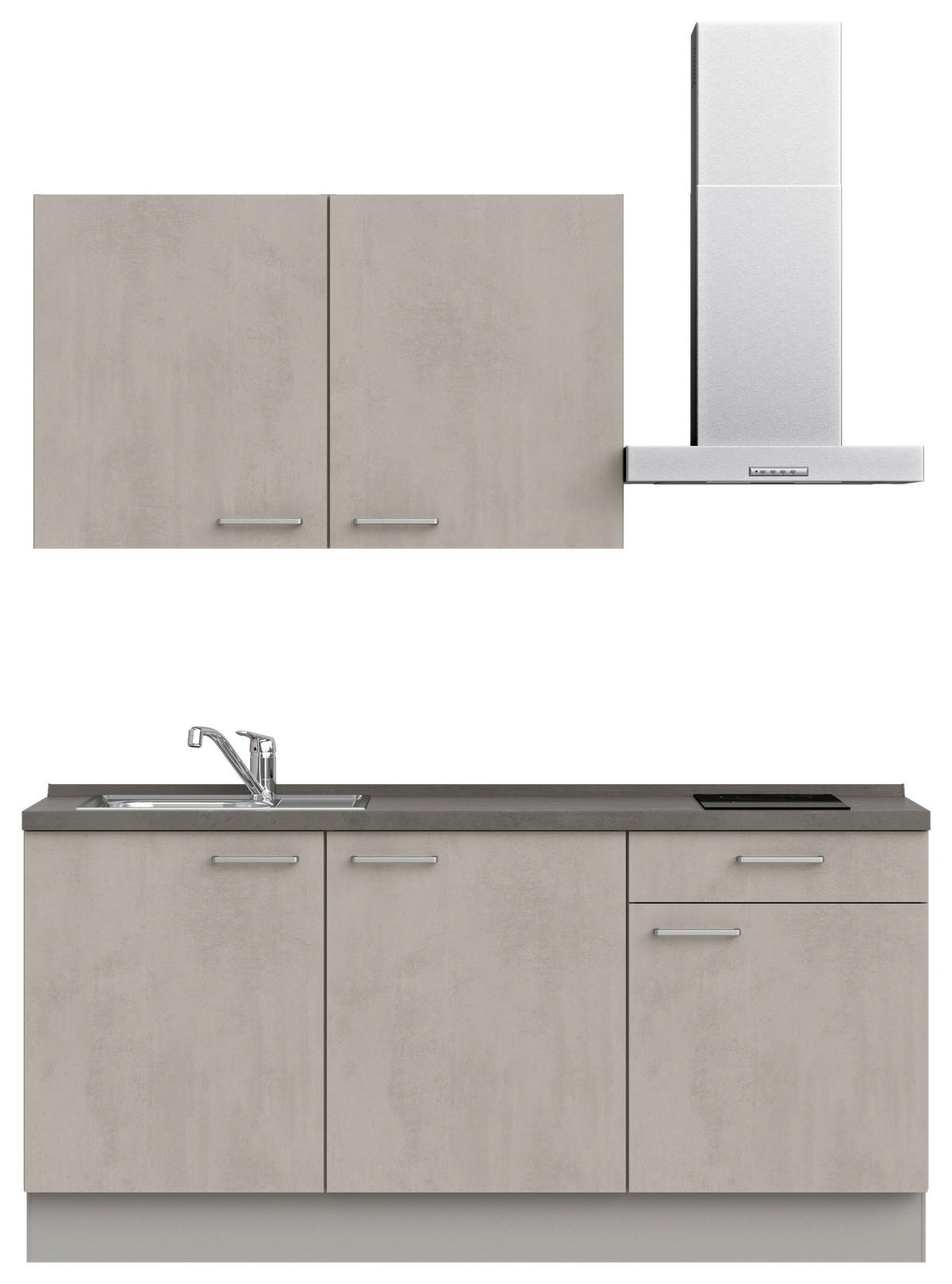 Kuchyňská linka 180 cm, betónová sivá - šedá/světle šedá, Moderní, kov/kompozitní dřevo (180cm) - Nobilia