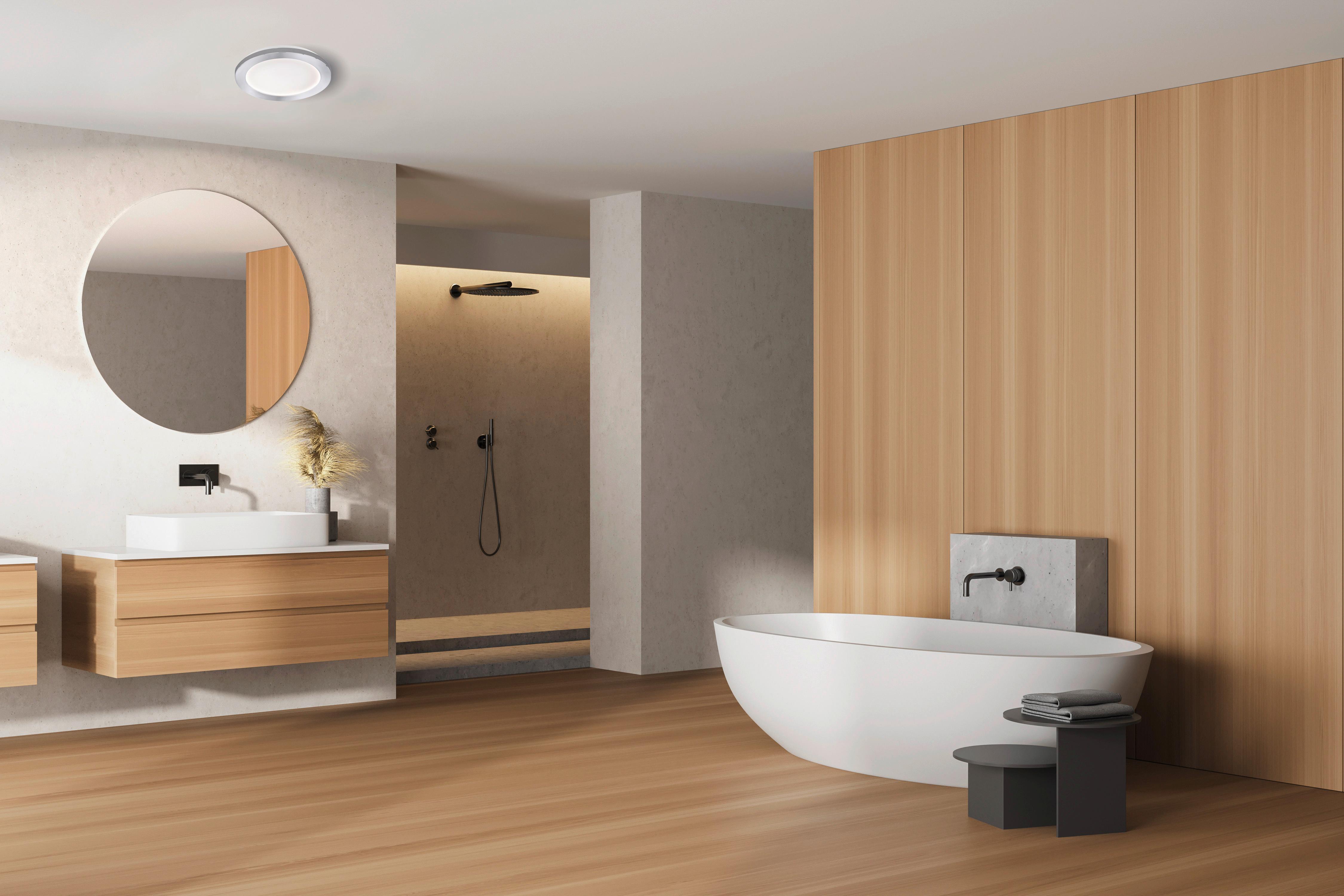 LED-Deckenleuchte 21174 Gotland - Chromfarben/Weiß, Basics, Glas/Kunststoff (17cm) - Fischer & Honsel