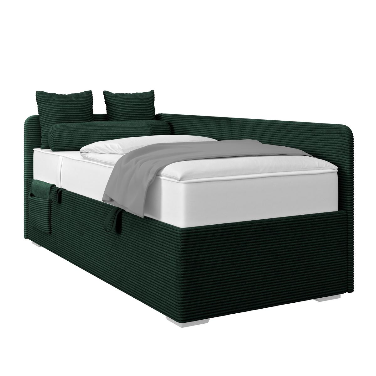 Polsterbett Remi - Dunkelgrün/Rosa, MODERN, Holz/Textil (90/200cm)