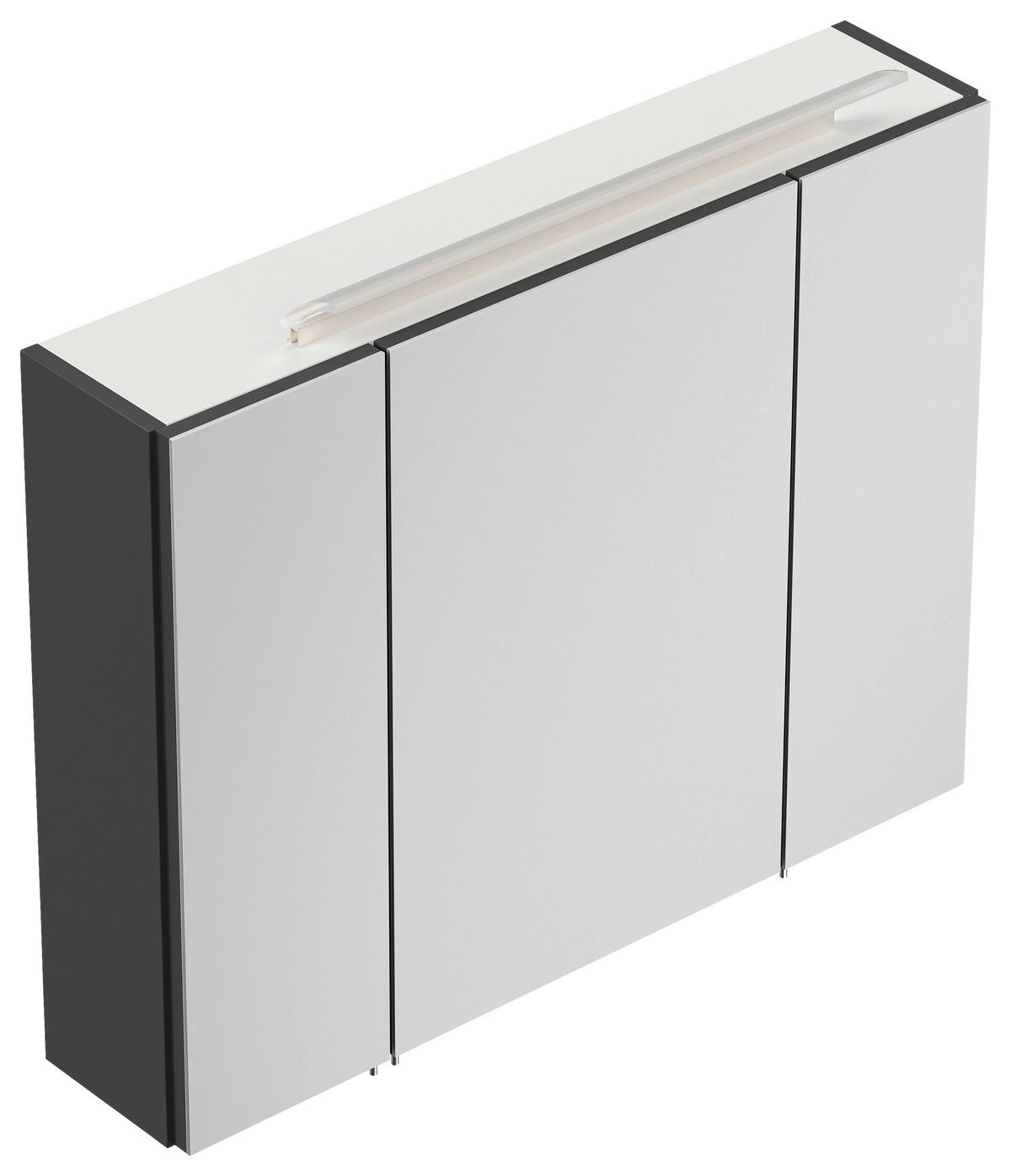 Spiegelschrank Graphitfarben B: 80 cm - Graphitfarben, MODERN, Glas/Holzwerkstoff (80/62/17cm) - MID.YOU